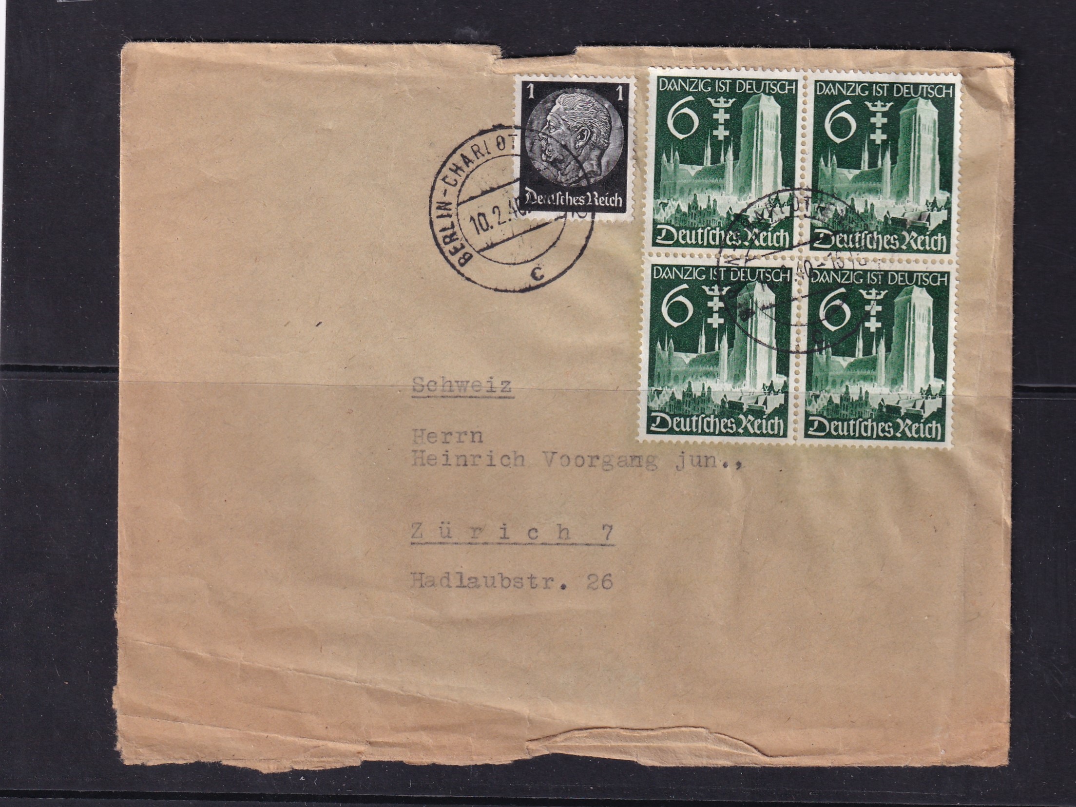 Deutsche Reich: 10.02.1940 Berlin - Zürich