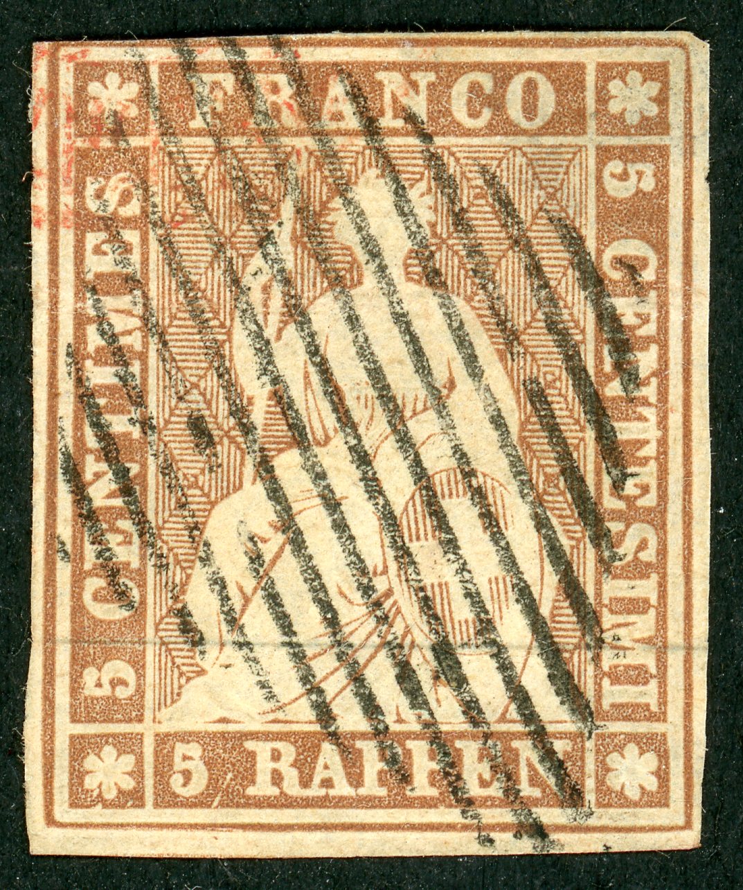 Strubel 22A (SH 22A3.a), gestempelt, mit Befund