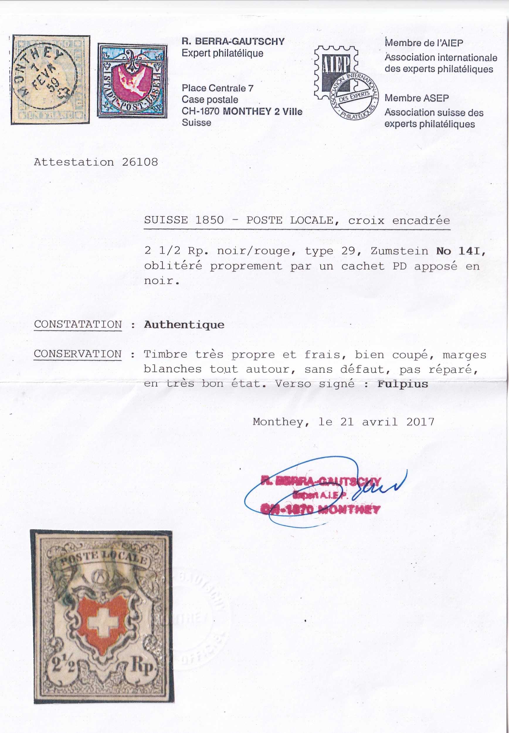 Poste Locale mit Kreuzeinfassung