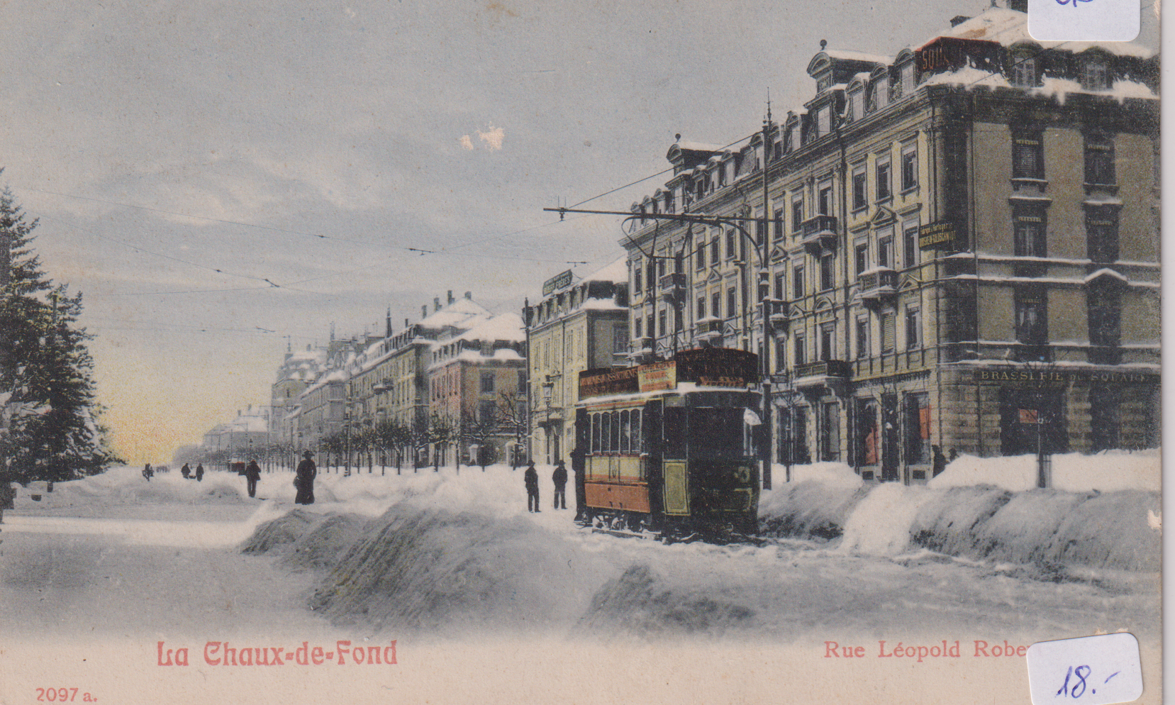 Ansichtskarte von La Chaux -de Fond mit Tram