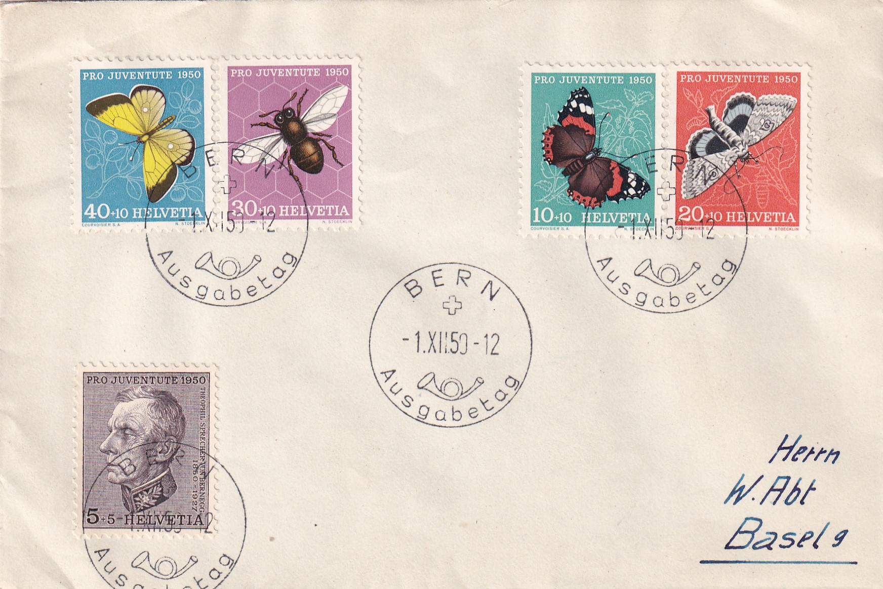 1950 Erstagsbrief 1.12.  Deutsch Pro Juventute