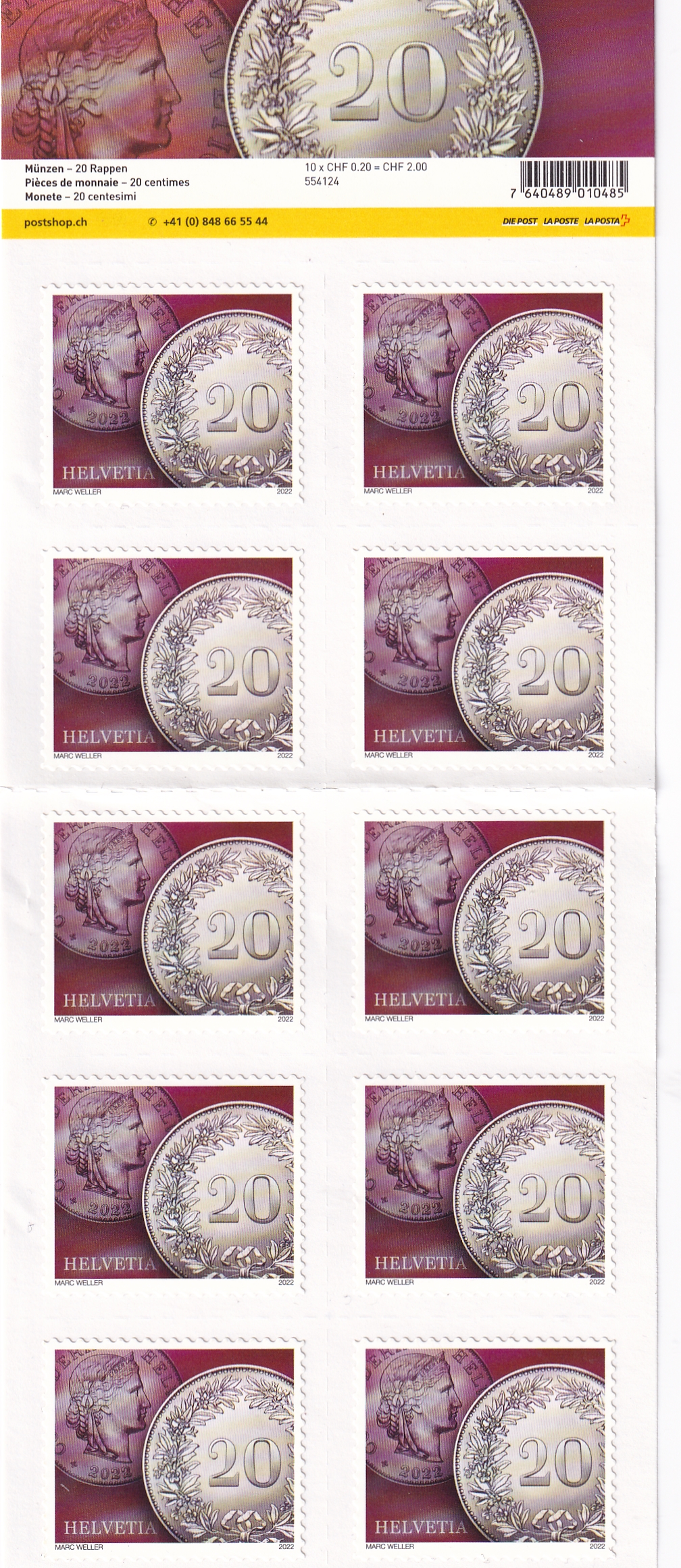 Frankatur - CHF 0.20 Werte 20 Stück