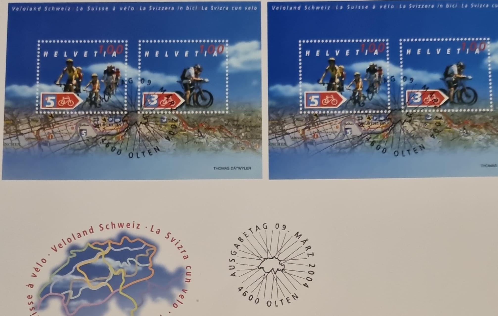 FDC SBK Nr. 1622 +1623  200 Jahre Velo Schweiz im Block postfrisch