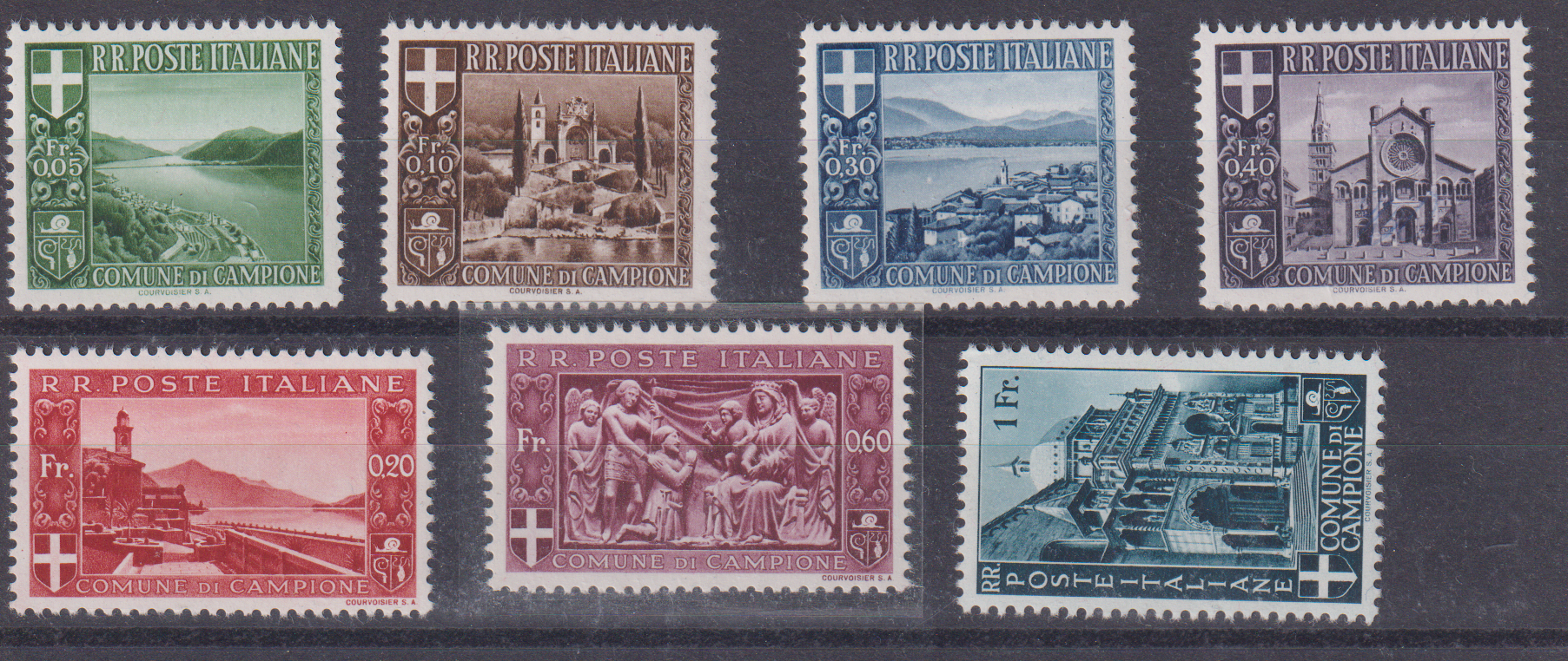 Campione d Italia 1944 Verschiedene Darstellungen Postfrische Serie Nr. 6 -12