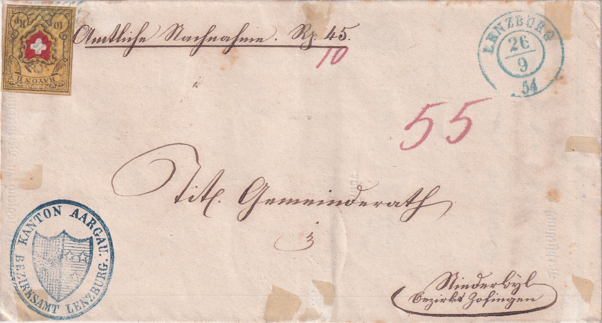 26.09.1854 Rayon 16 II Minerwyl Bezirk Zofingen