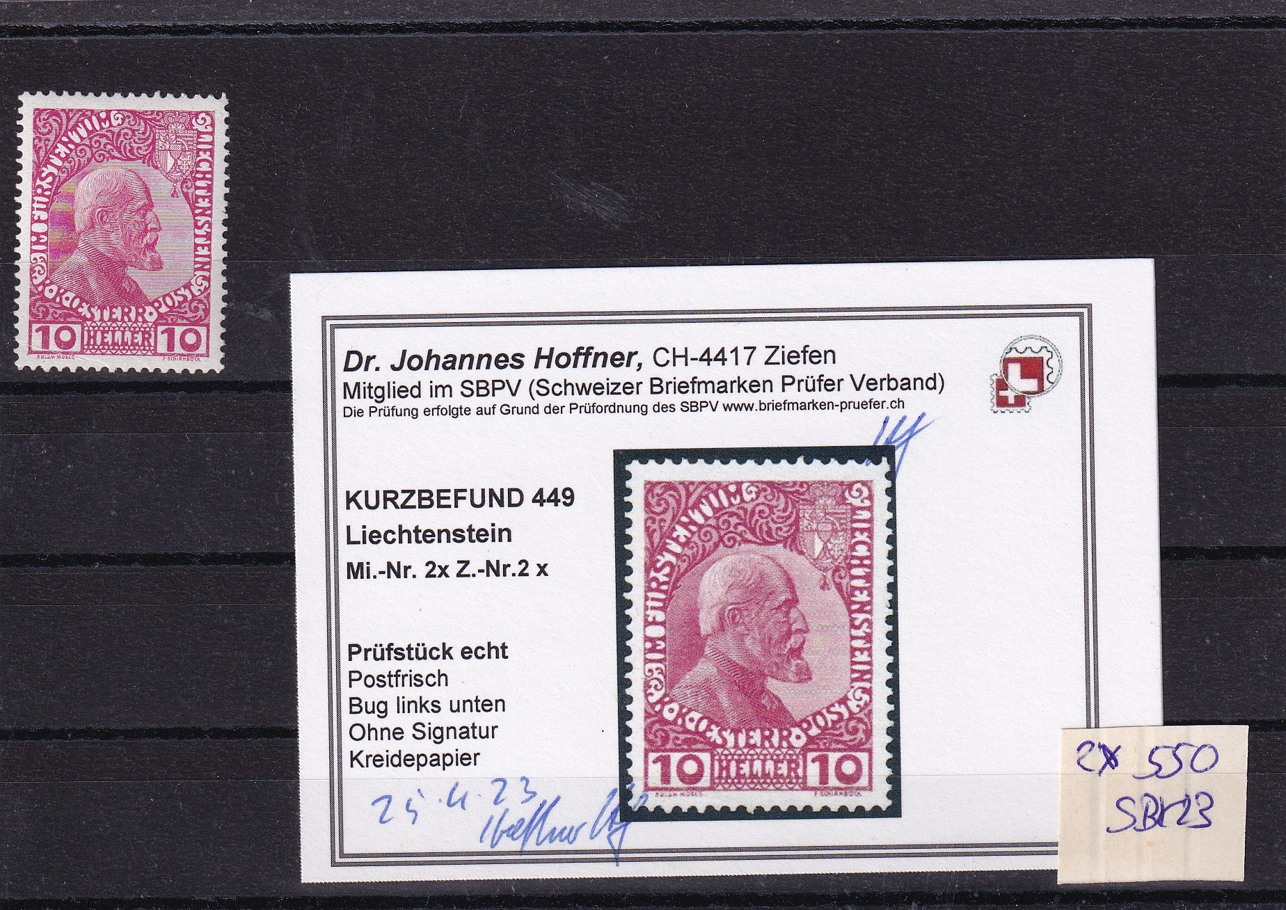 Nr. 2 x ungestempelt mit Attest