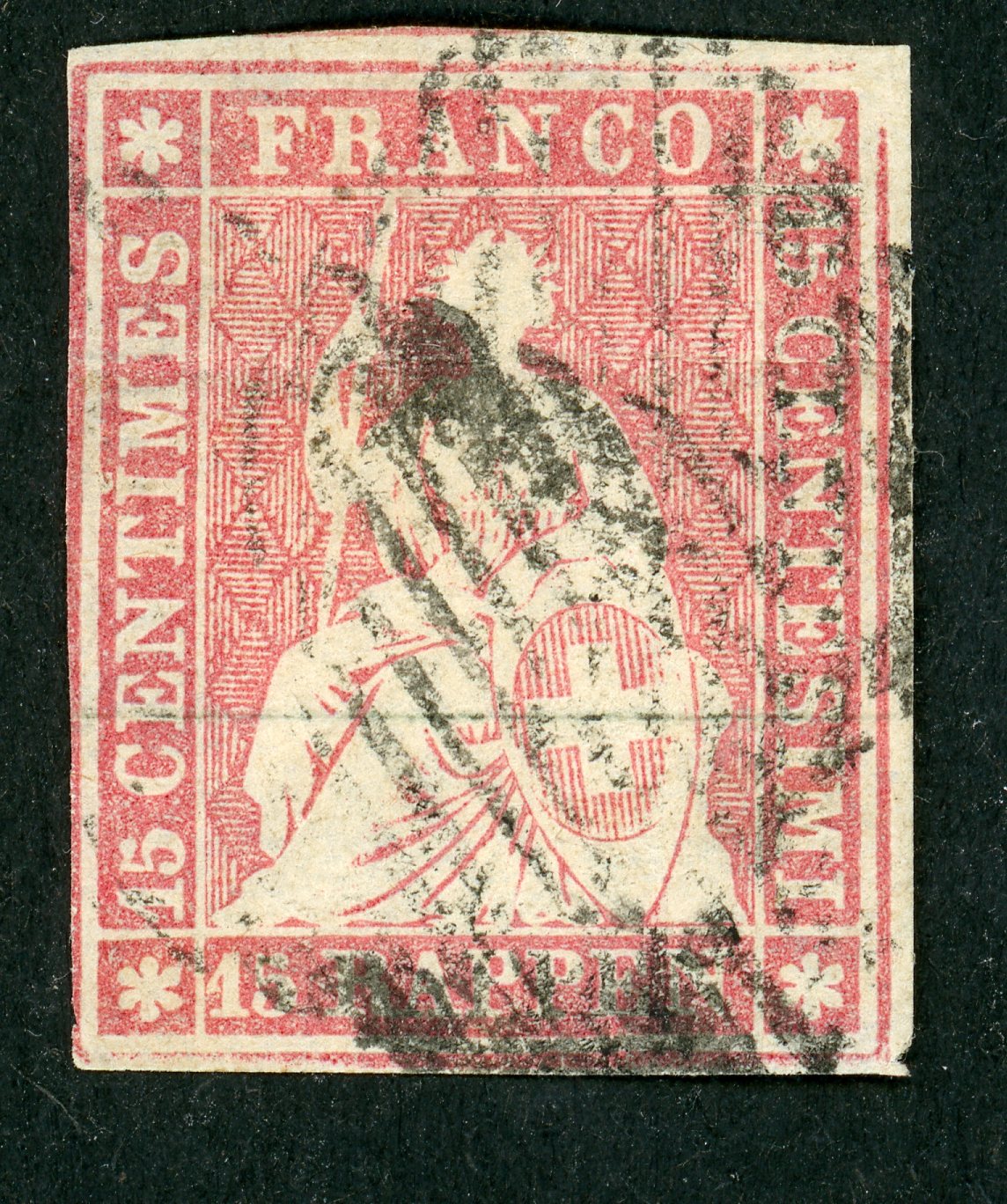 Strubel 24A (SH 24A3.b), gestempelt, mit Befund