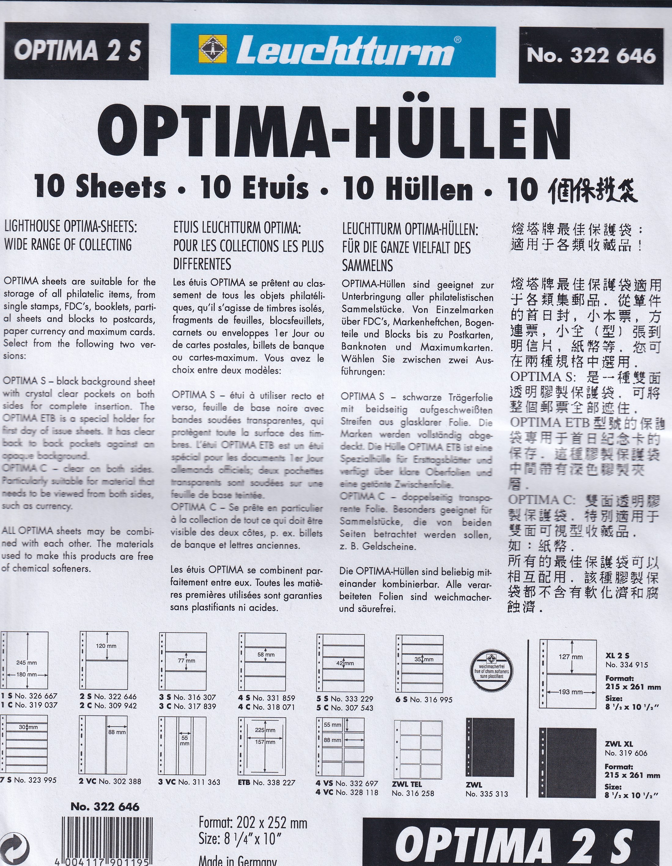 Leuchtturm Optima 2 S - 10 Taschen