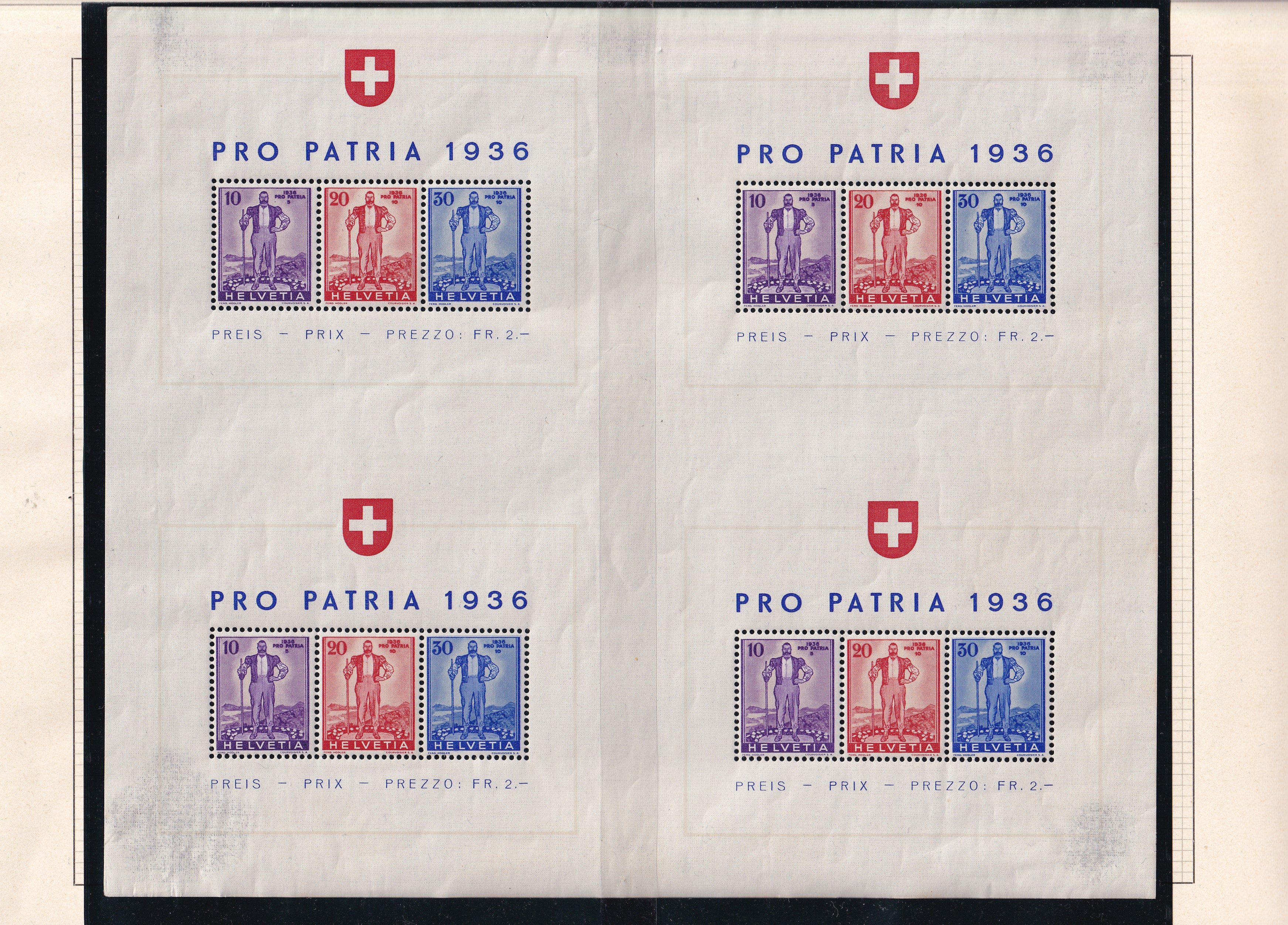 1936 Pro Patria  4 Blocks Postfrisch