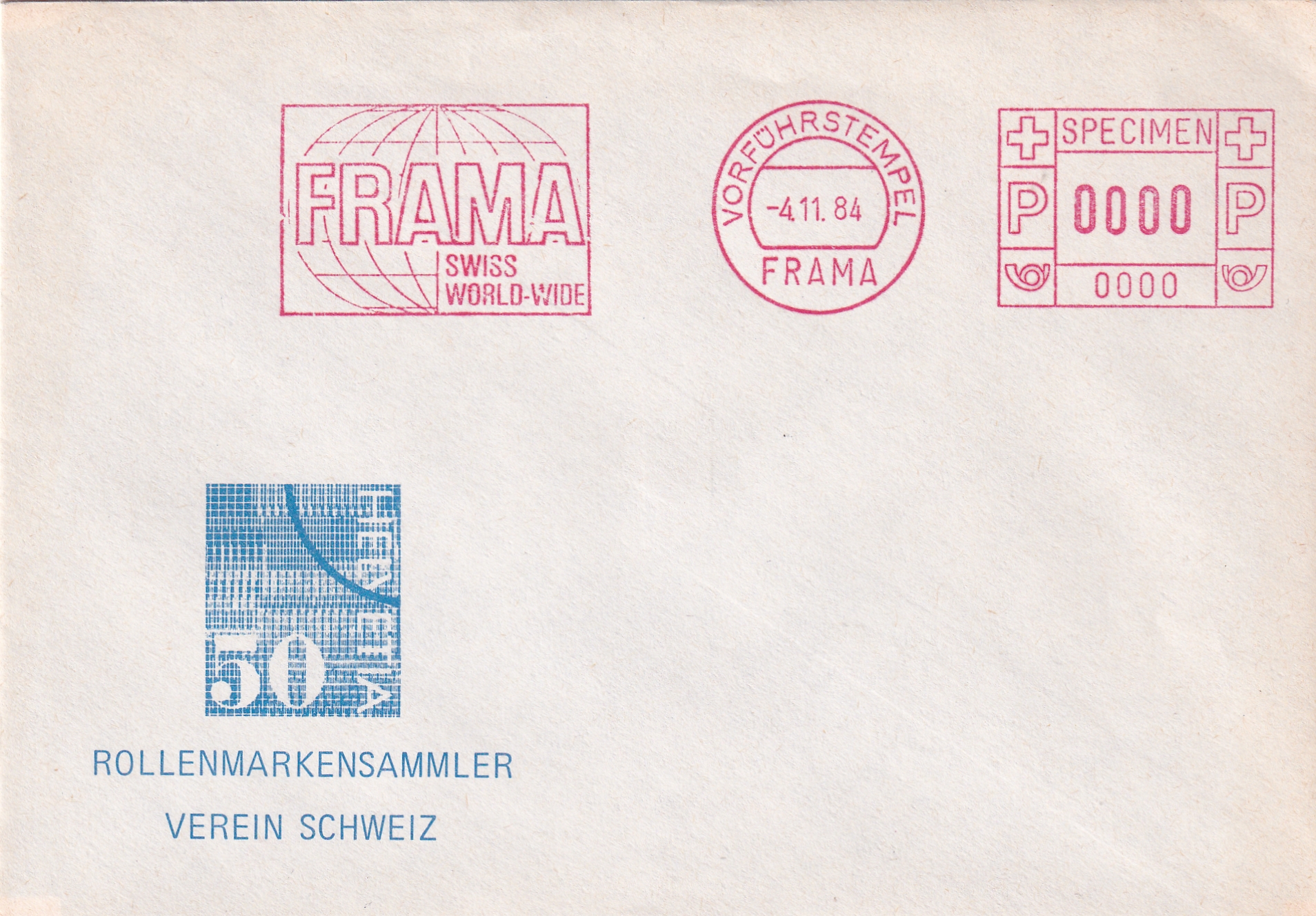 Automatenmarken: 4.11.1984 Specimen auf Frama Gerät