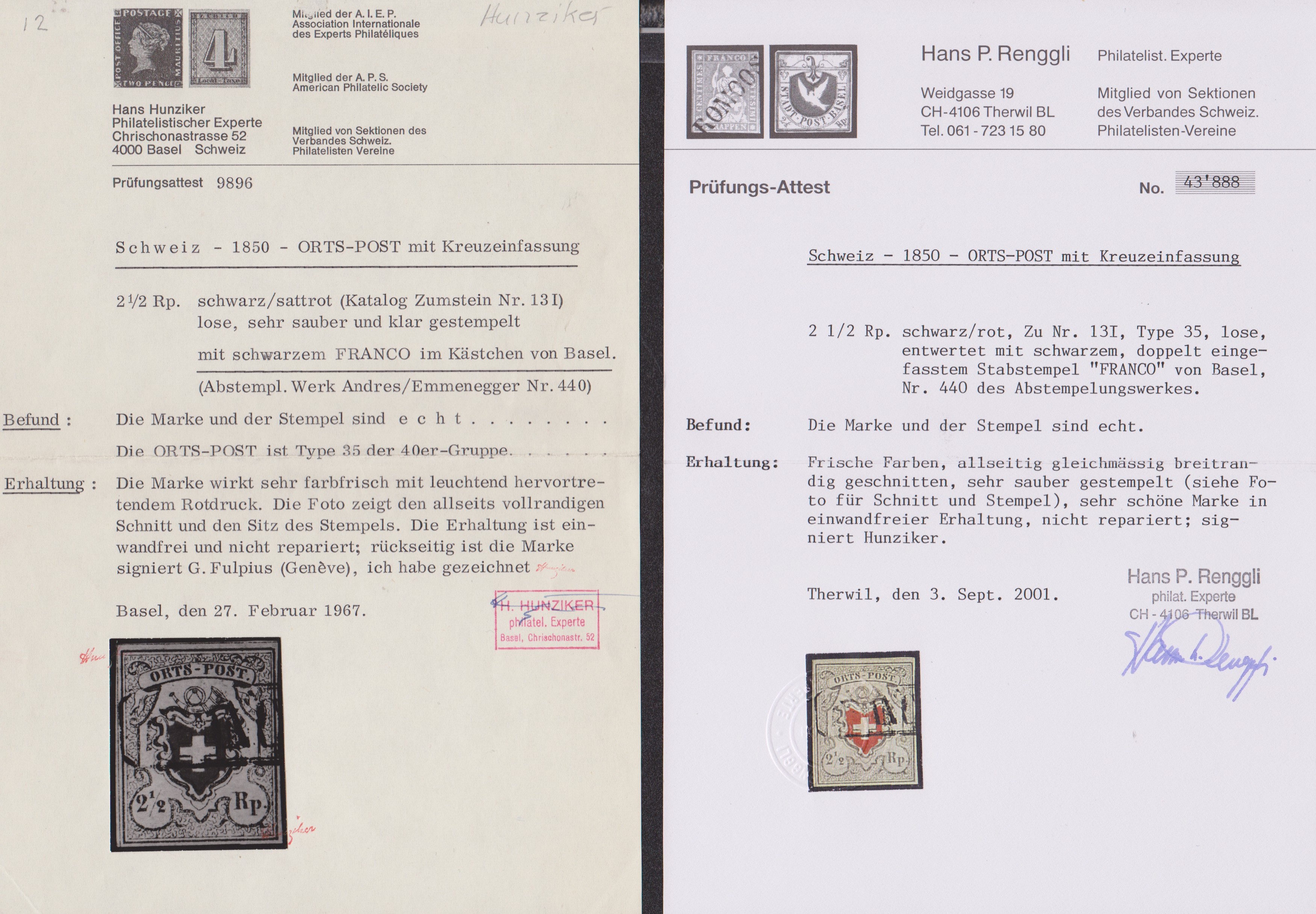 Orts-Post Type 35 der  13I mit Kreuzeinfassung