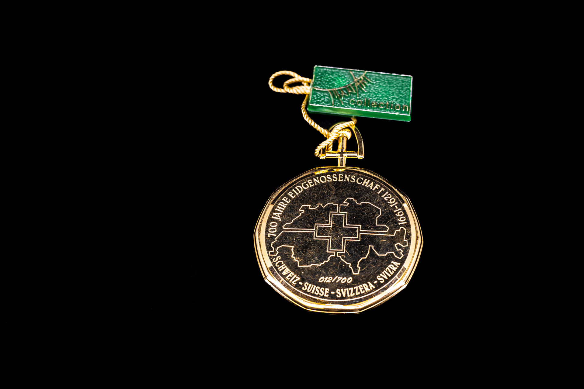 Gold Taschenuhr zur 700 Jahr Feier der Schweiz 750 Karat