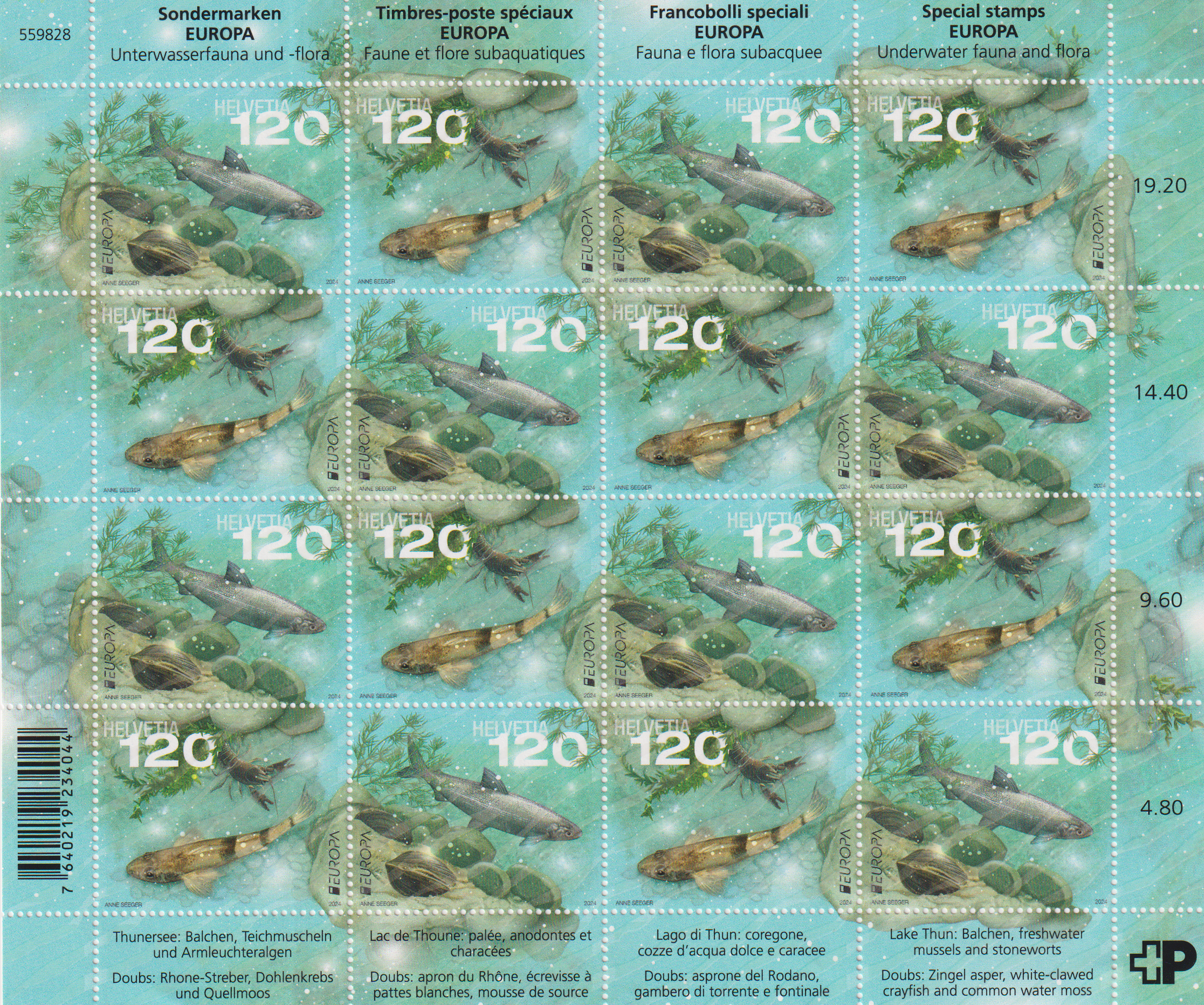 2024 Sondermarken Europa Unterwasserfauna Kleinbogen Postfrisch