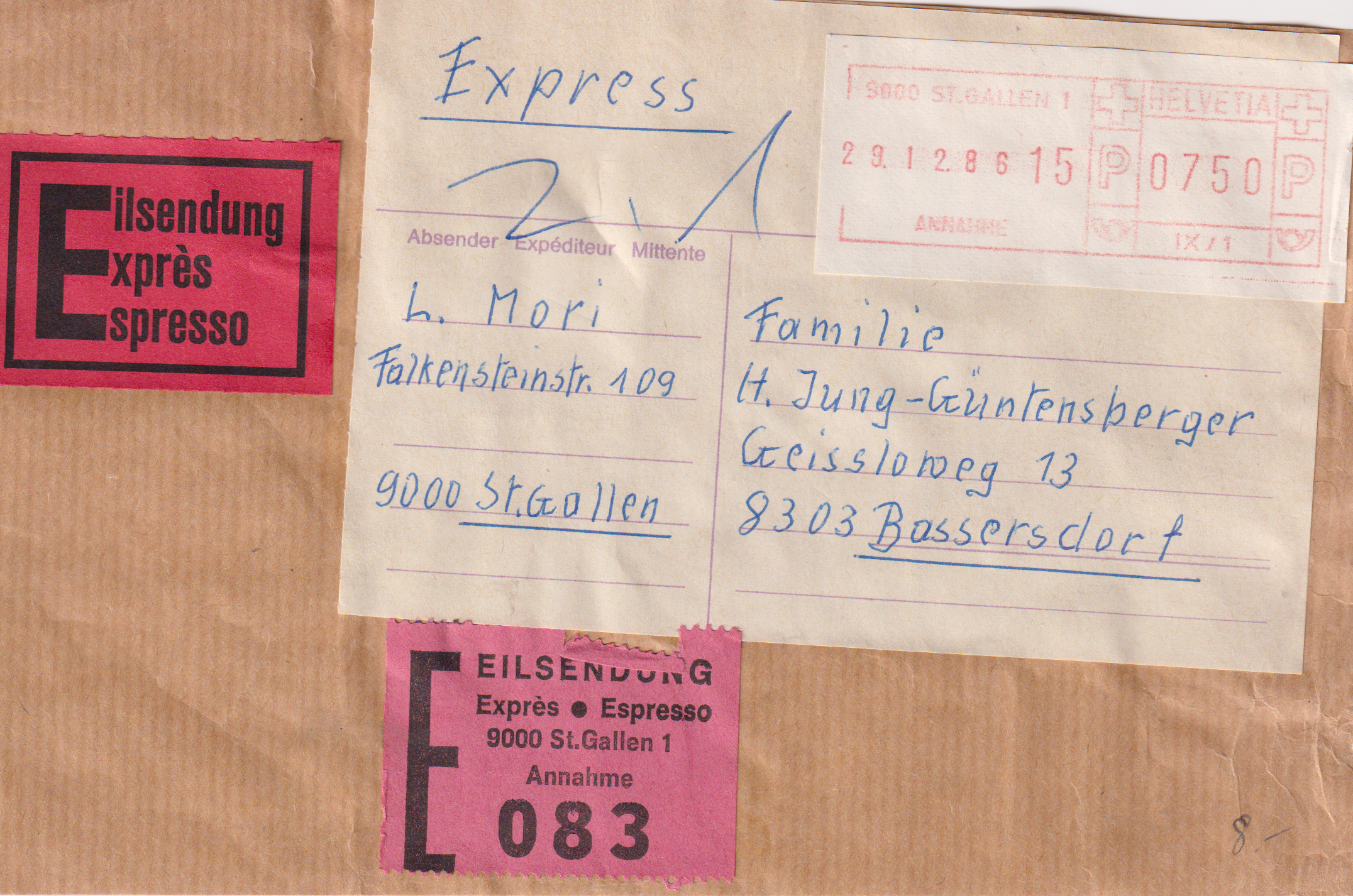 Packetannahmestempel St.Gallen - Bassersdorf