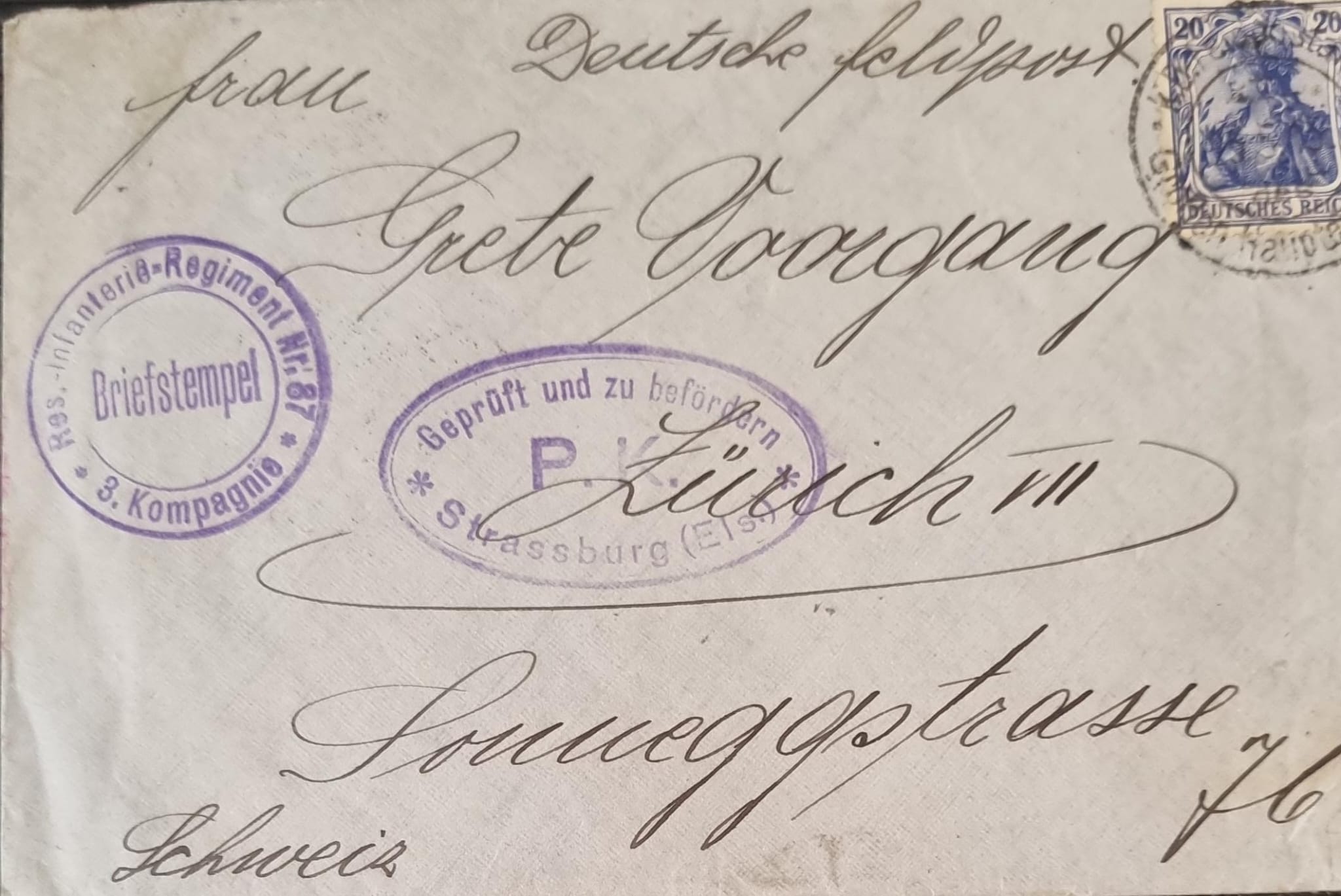 Deutsche Reich: 1915 MiNr.87IIa  mit Attest Kroschel