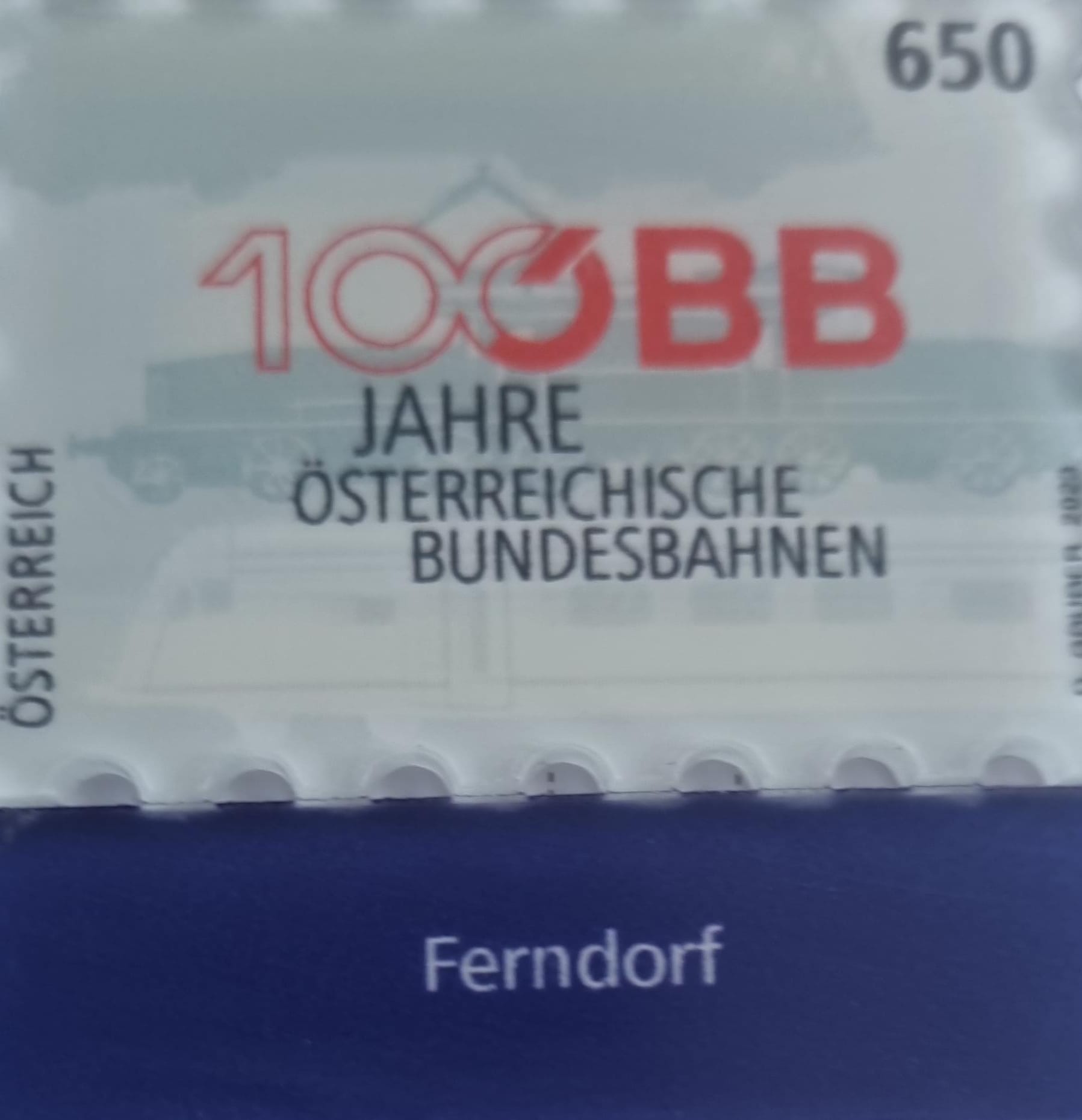 Ferndorf OE 100 Jahre Oestereich Bundesbahnen 2023 Wert zu 6.50 Euro