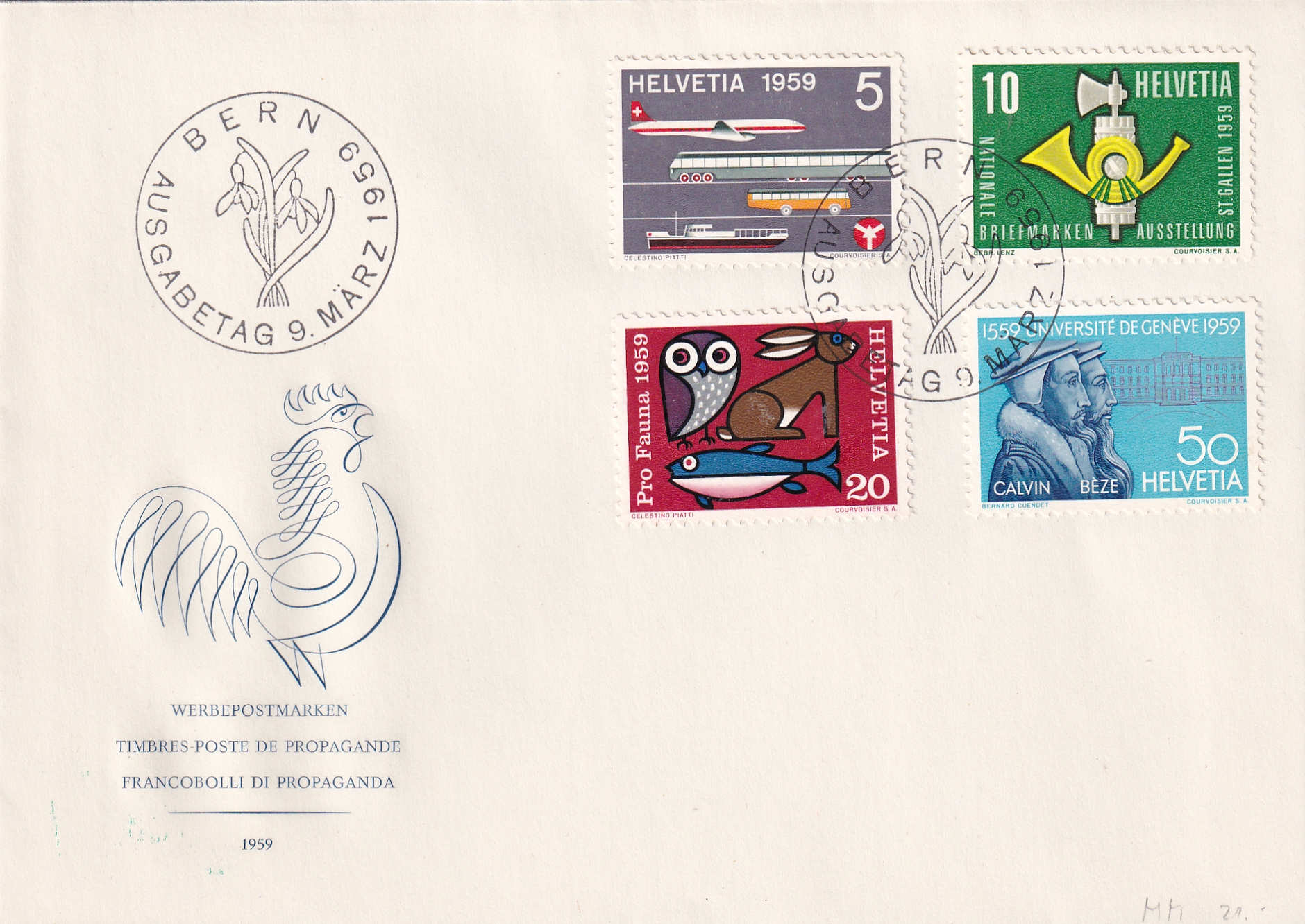FDC  343 - 346 Werbe und Gedenkmarken 1959