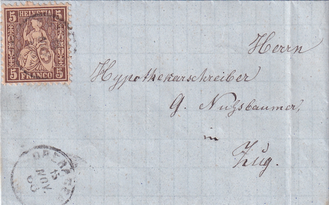 Brief von Oberägeri - Zug frankiert mir Nr. 30