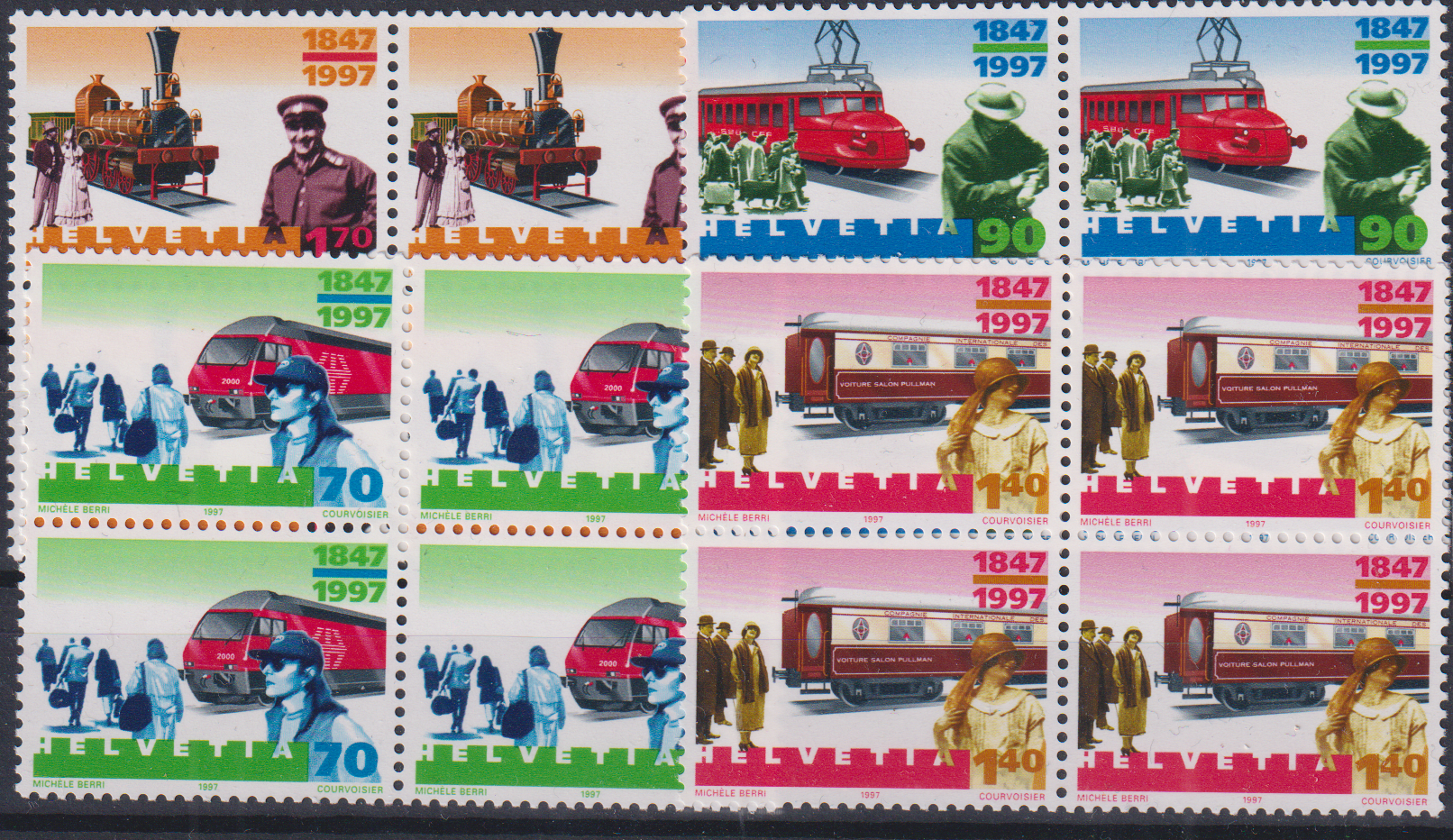 Eisenbahn SBK Nr. 909 -912 4er Block Postfrisch