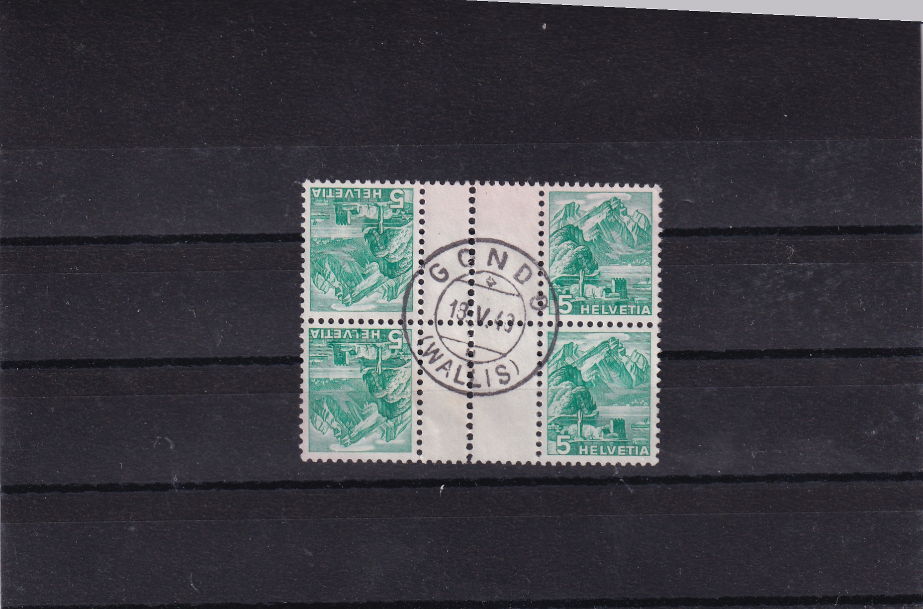 Zwistensteg SBK Nr. 47 y glattes Papier Stempel  Gondo