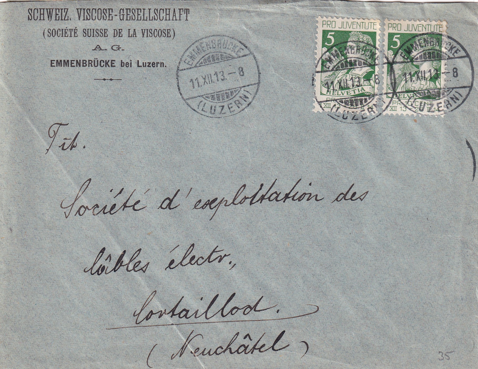 1913 Nr. 1 auf Brief  11.12.1913