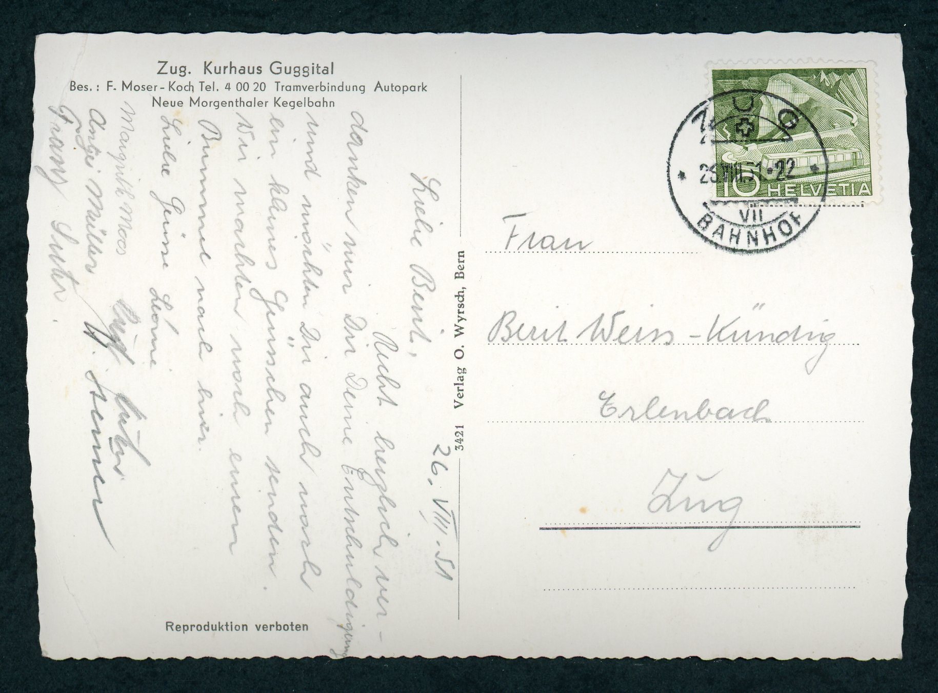 26.8.1951 Zug - Kurhaus Guggithal