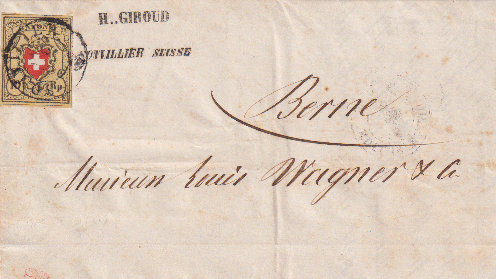 Rayon 16 II Typ 37 A1 Brief von Sonvillier nach Bern