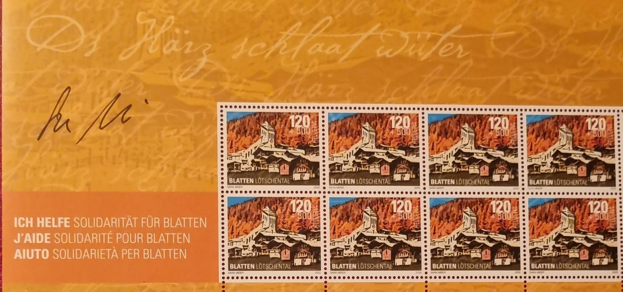 2025 Sonderblock von Blatten mit Originalunterschrift