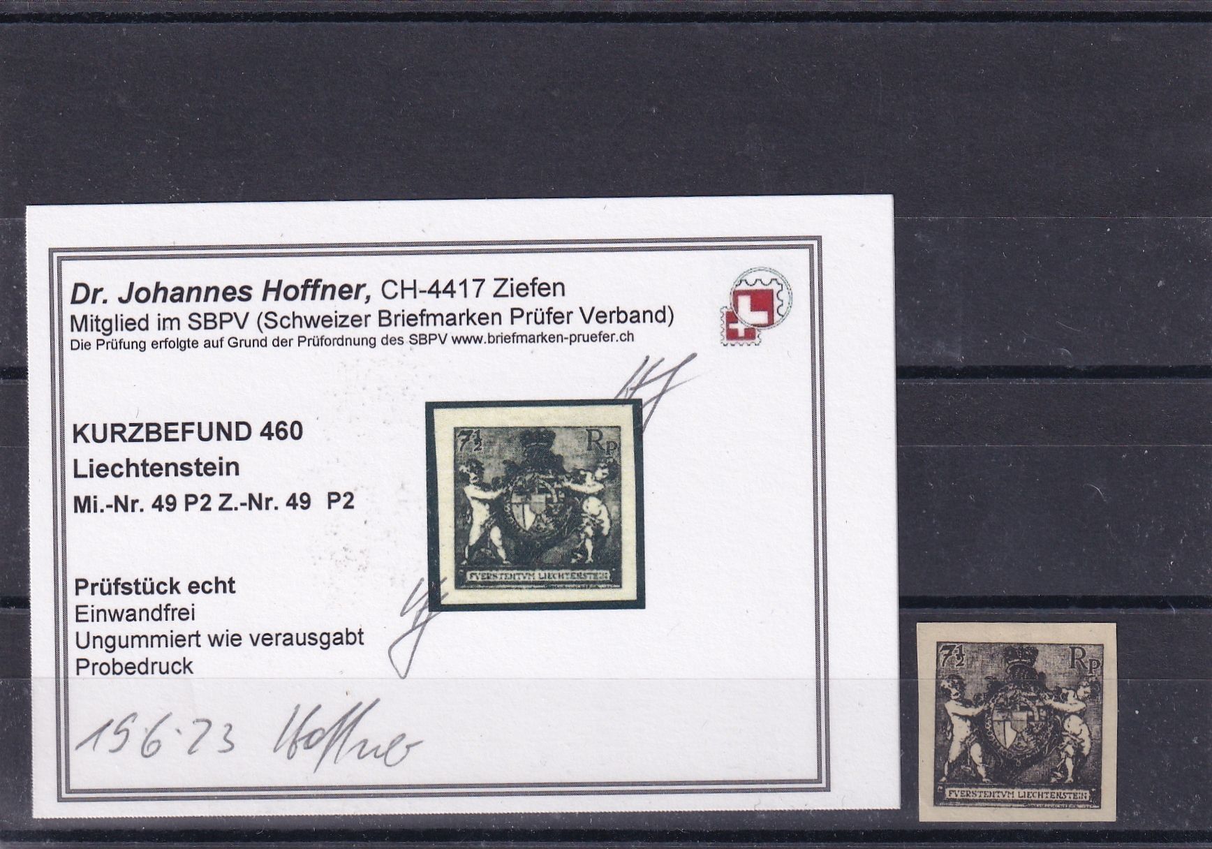 Probedruck 48 P2  ungestempelt mit Attest