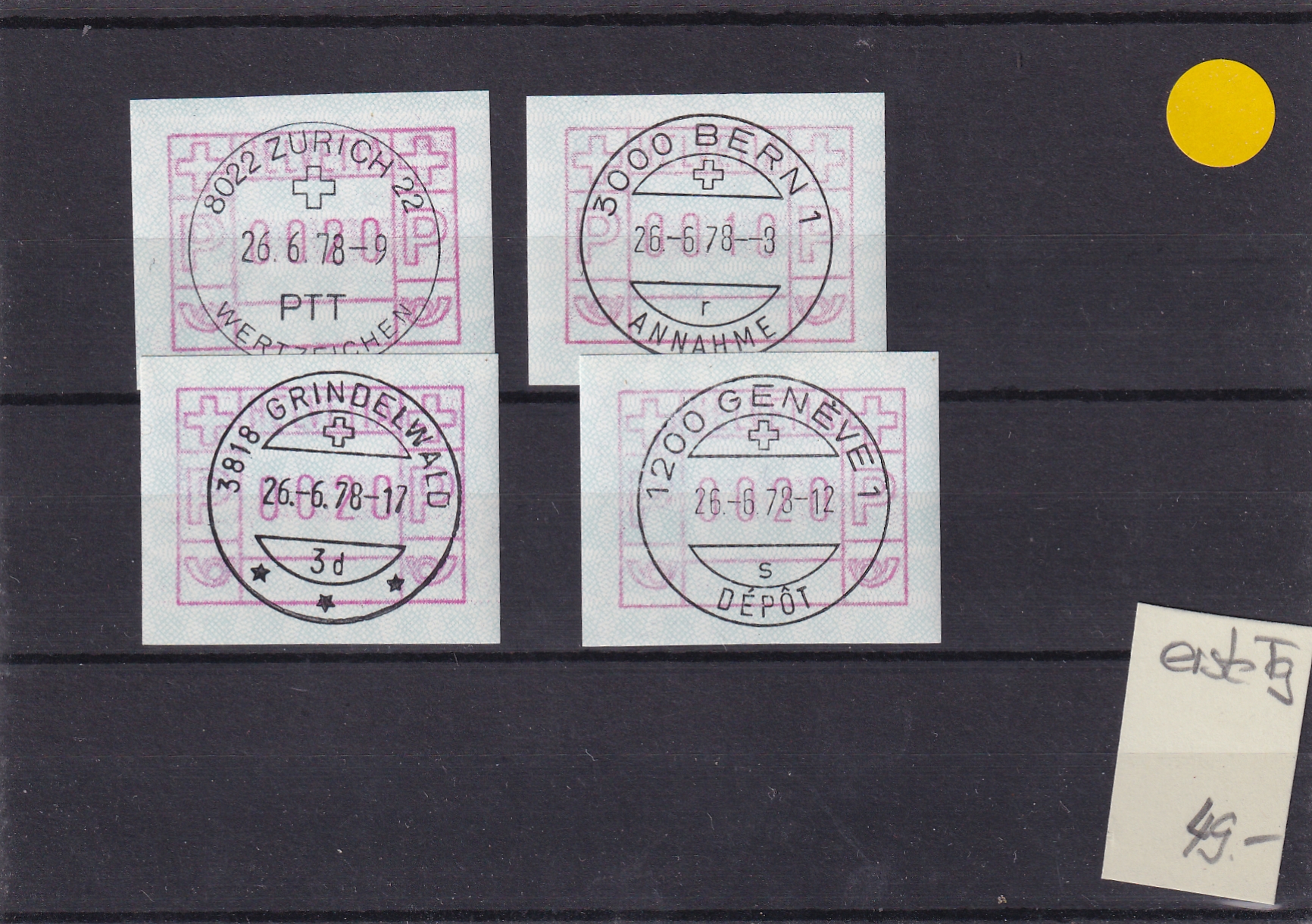 1978 Letzt Tag der 4 Automaten von Zürich, Bern, Grindelwald und Genf