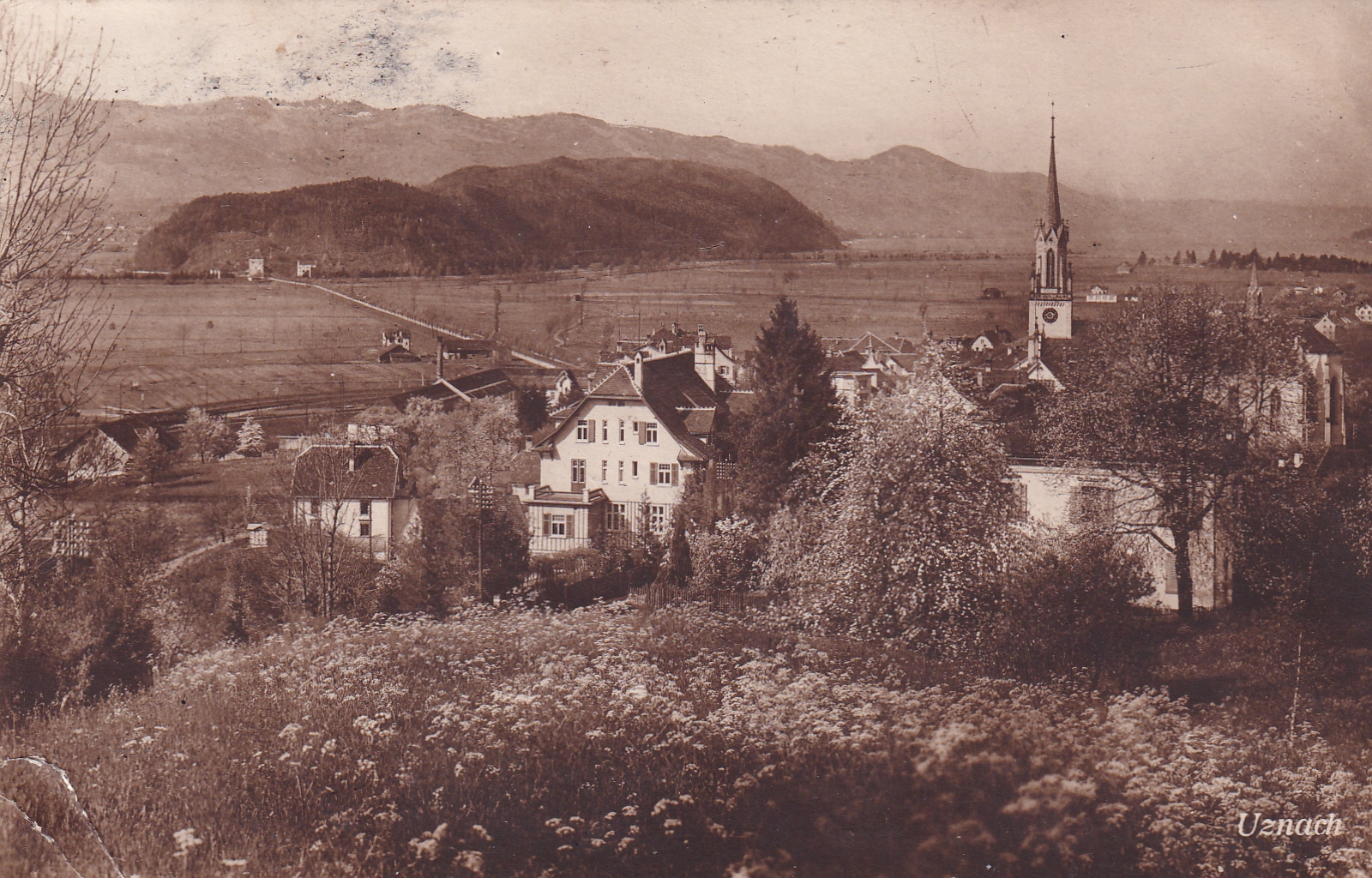 Ansichtskarte  1936 Dorfansicht Uznach