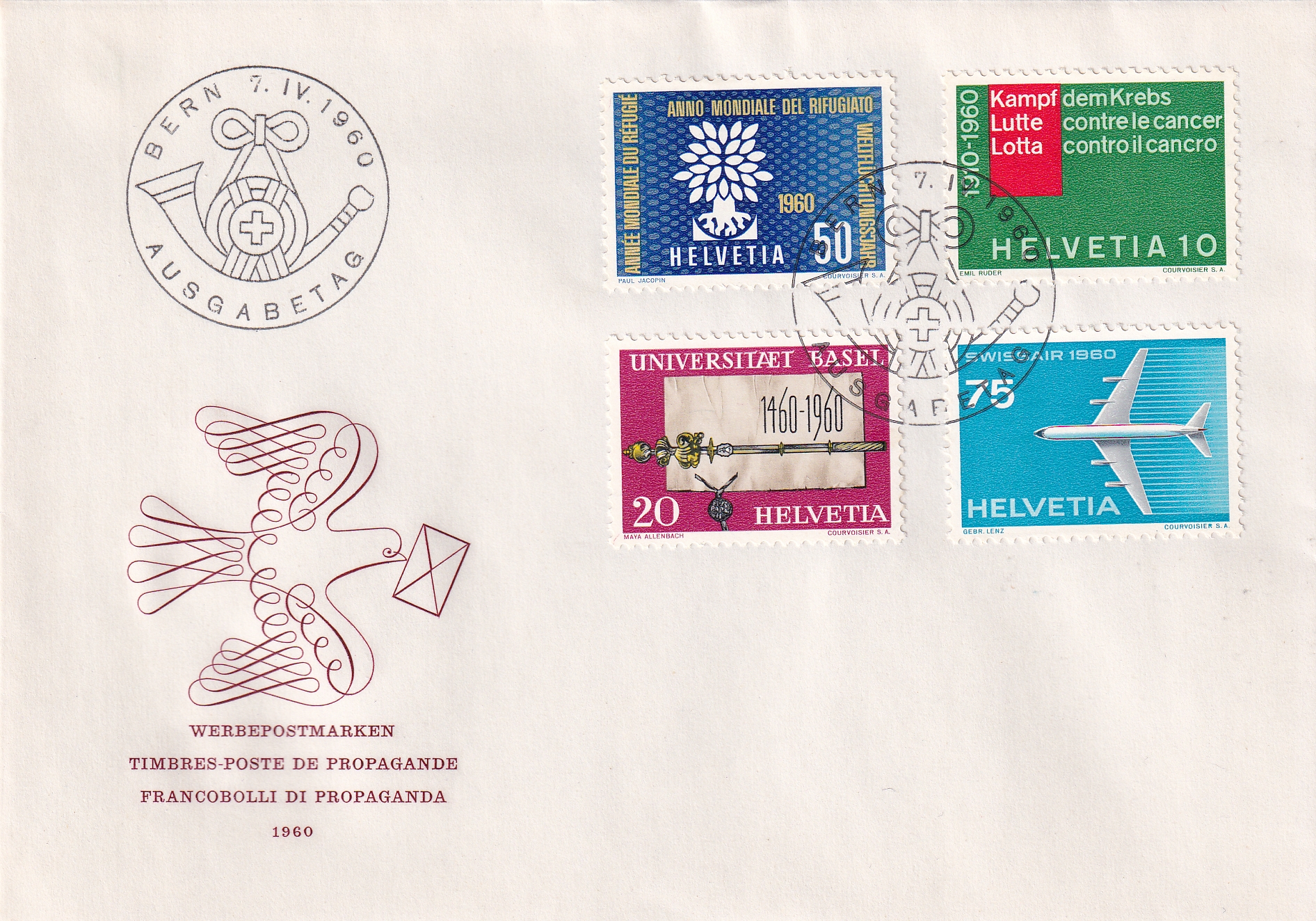 FDC 07.04.1960 Werbe und Gedenkmarken