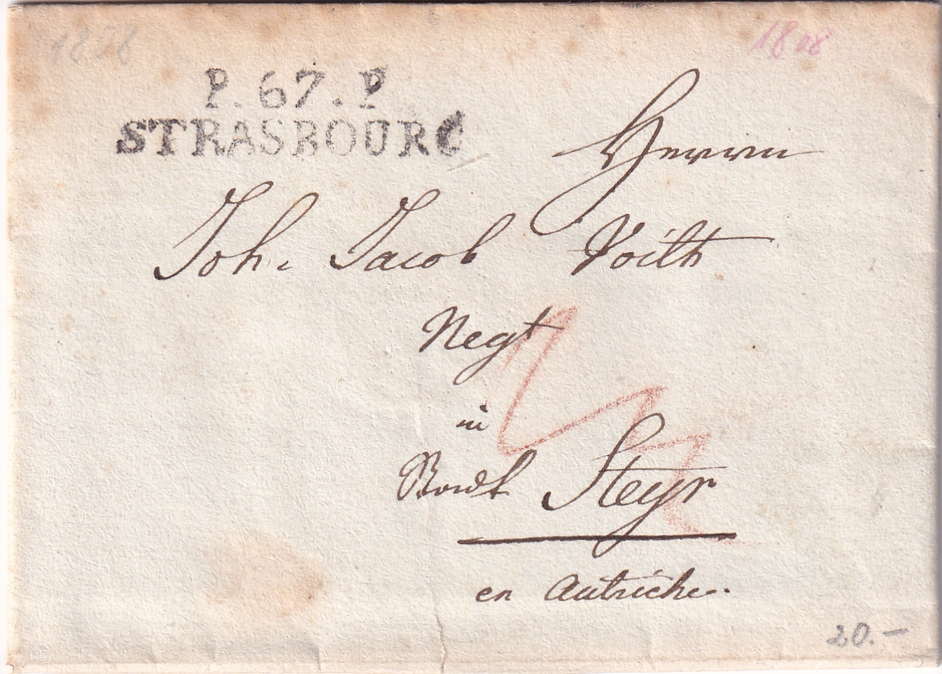 Frankreich Vorphilatelie : 12.Dezember 1808 Strassbourg - Steyr