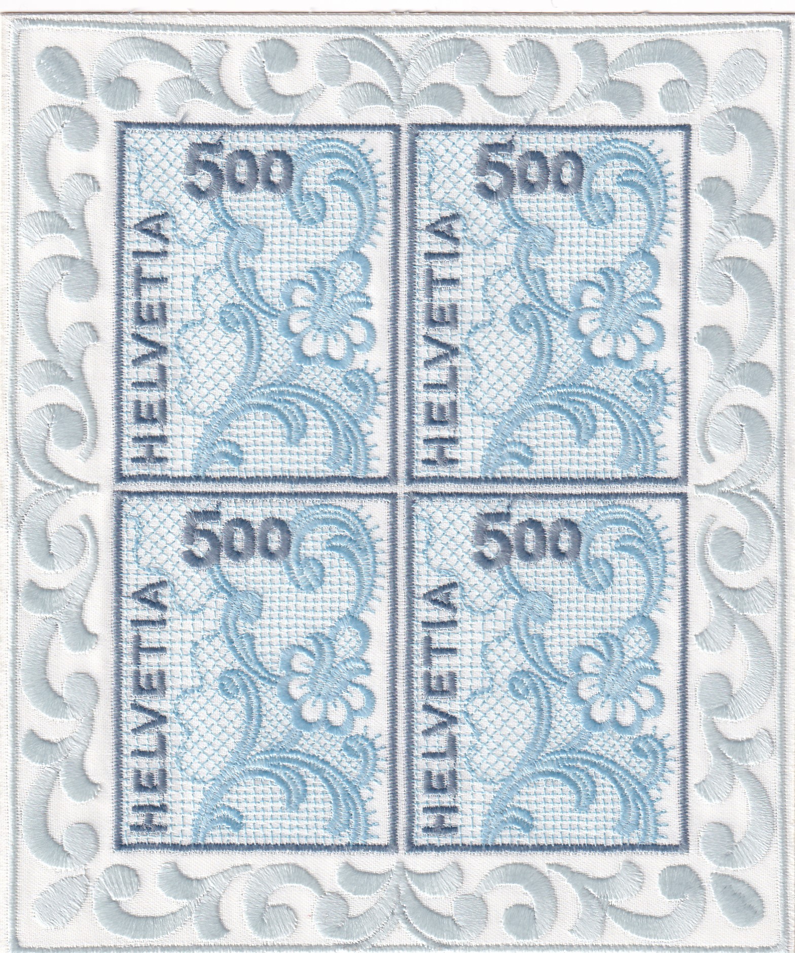 2000 Stickerei Block Postfrisch  4 x Fr.5.