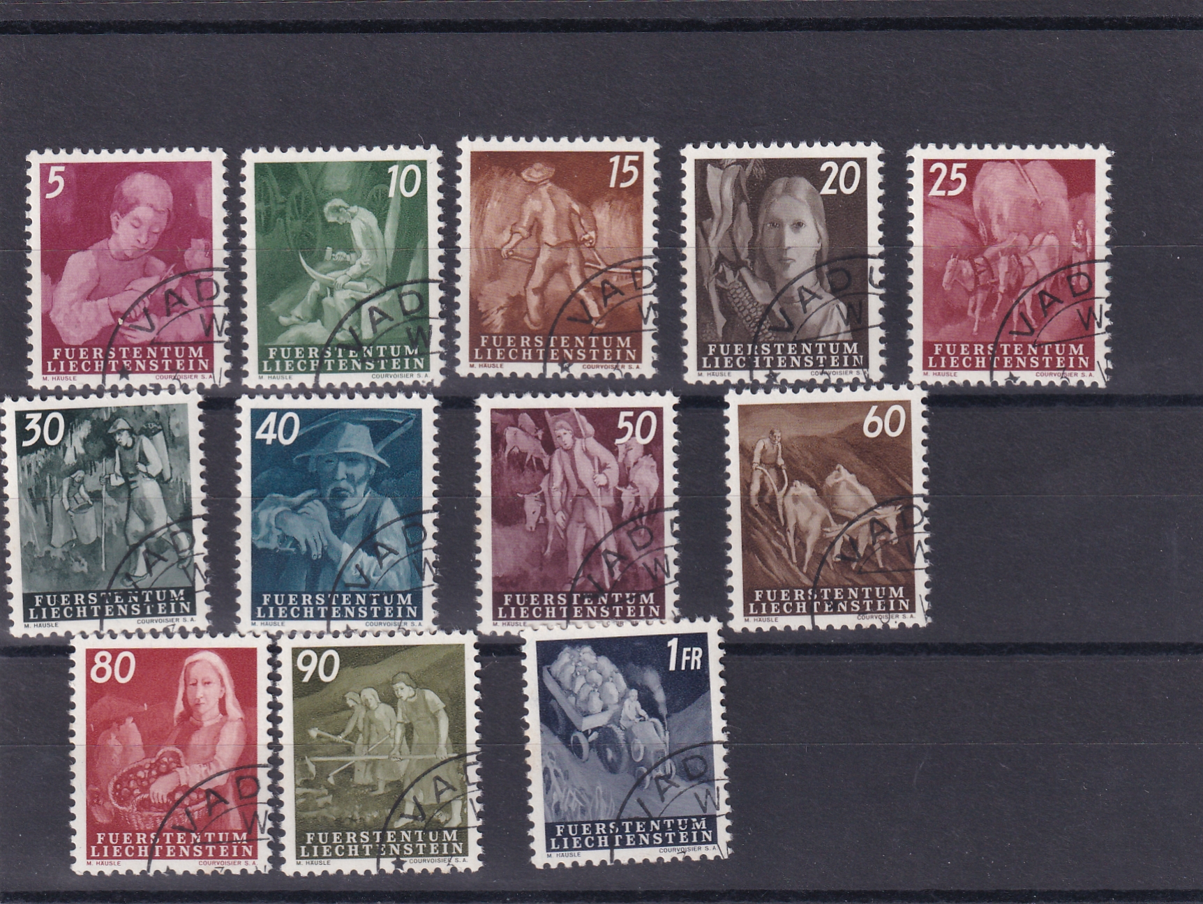 Liechtenstein 1951 Landarbeit  236 -247 gestempelt