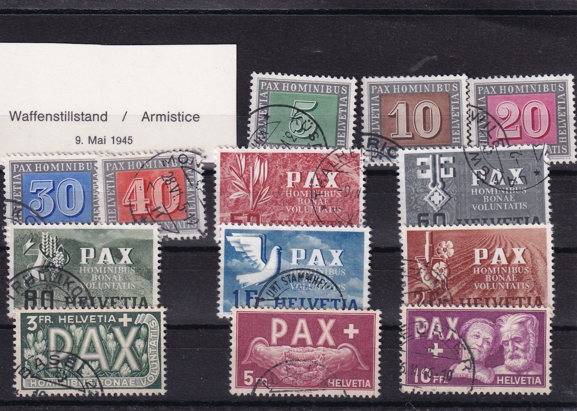 Schweiz. 1945  SBK Nr. 262 - 274 Pax Satz gestempelt