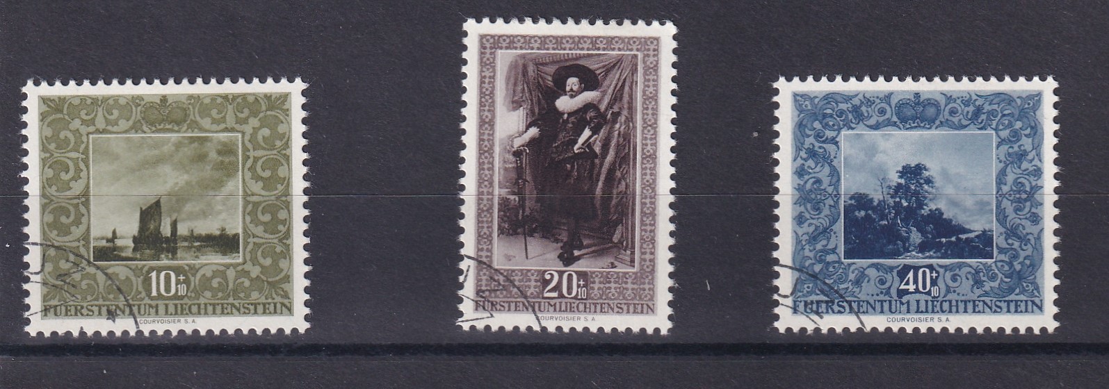 Liechtenstein 1954 Gemäldeserie  270 - 272 gestempelt