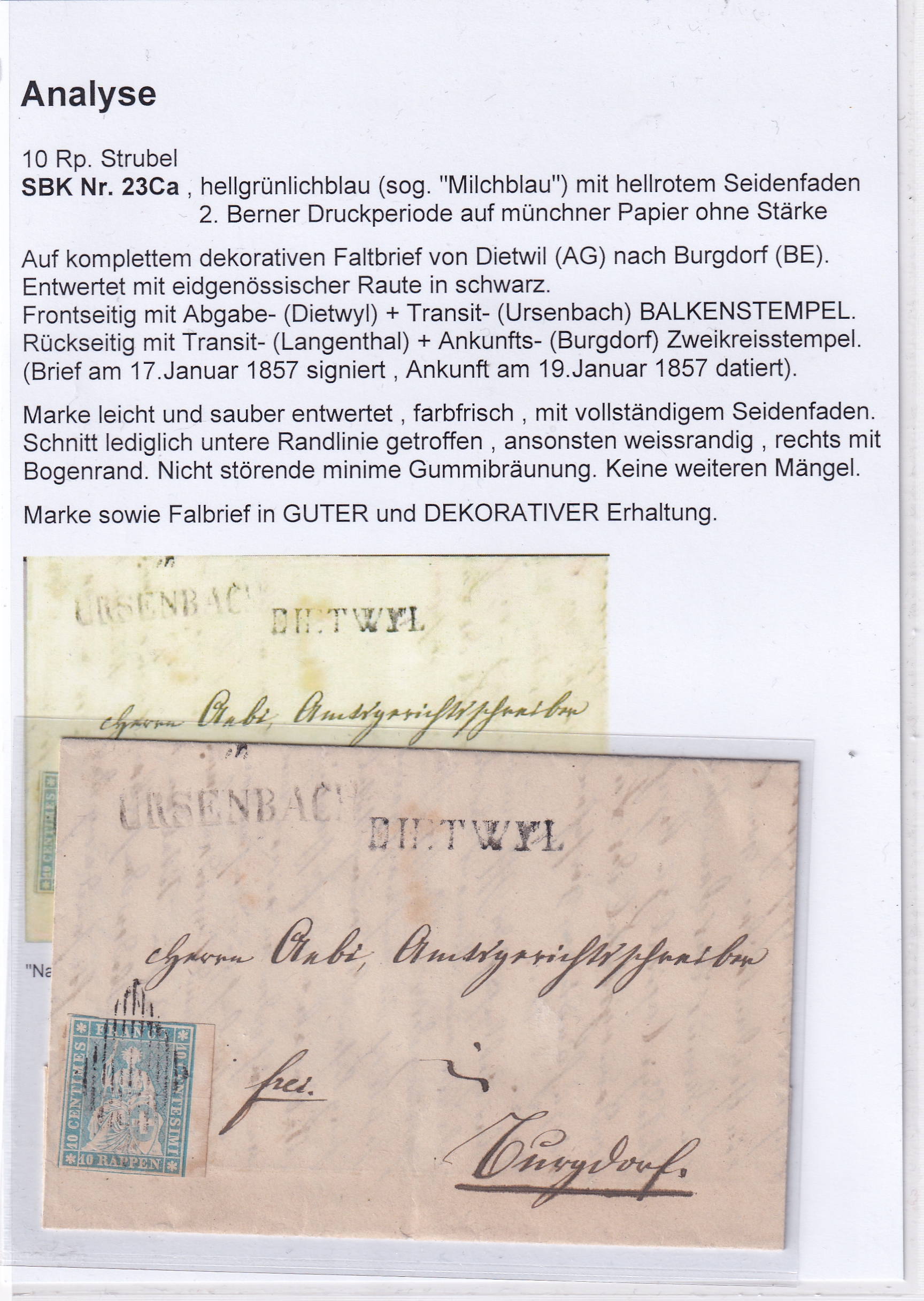 Strubel 23 ( SH 23 B3) mit Befund  Dietwil - Burgdorf / Ursenbach Balkenstempel