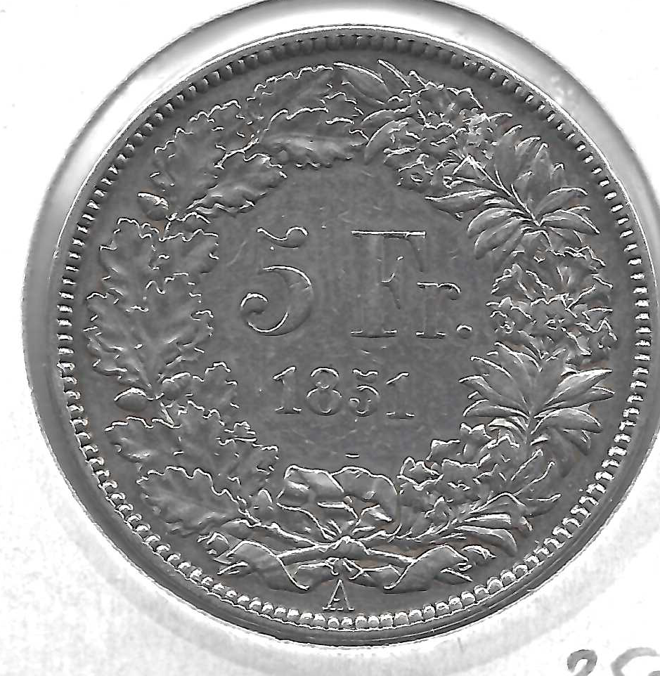 5 Franken 1851 Silbermünze