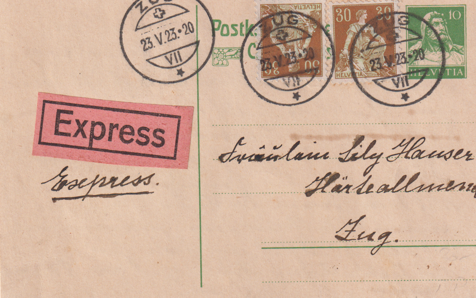 23.Mai 1920 Zug - Zug per Express