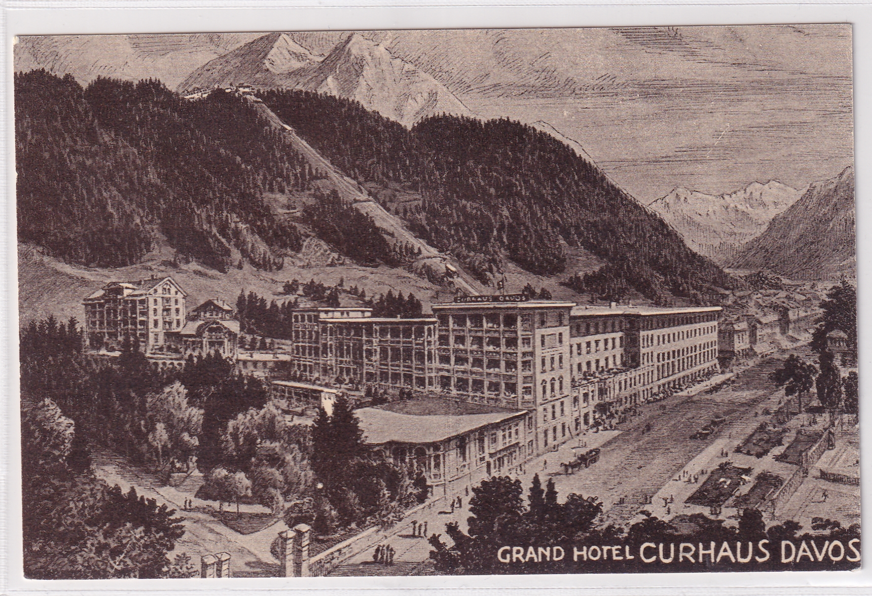 Ansicht vom Grand Hotel Curhaus Davos ungelaufen