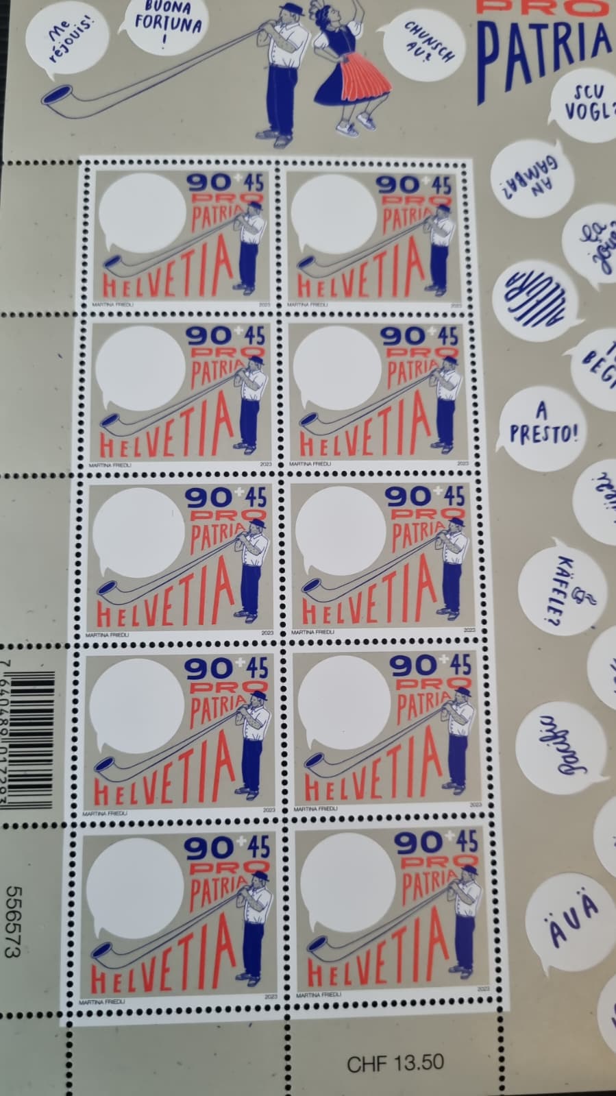 2023 Jodlerfest 10 x 0.90 im Bogen ungestempelt