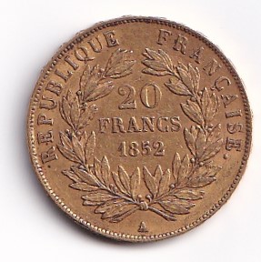 1852 Frankreich Napoleon III 6.45 Gramm Feingehalt 0.9