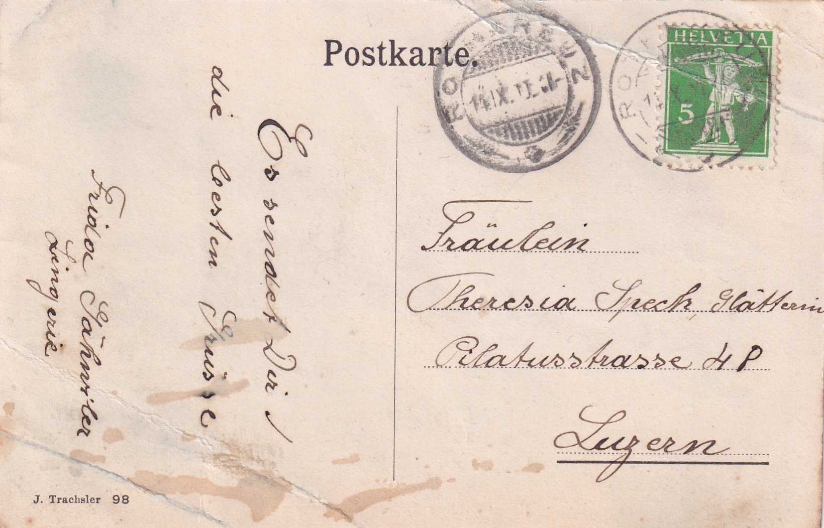 Ansichtskarte von 1912 Menzingen