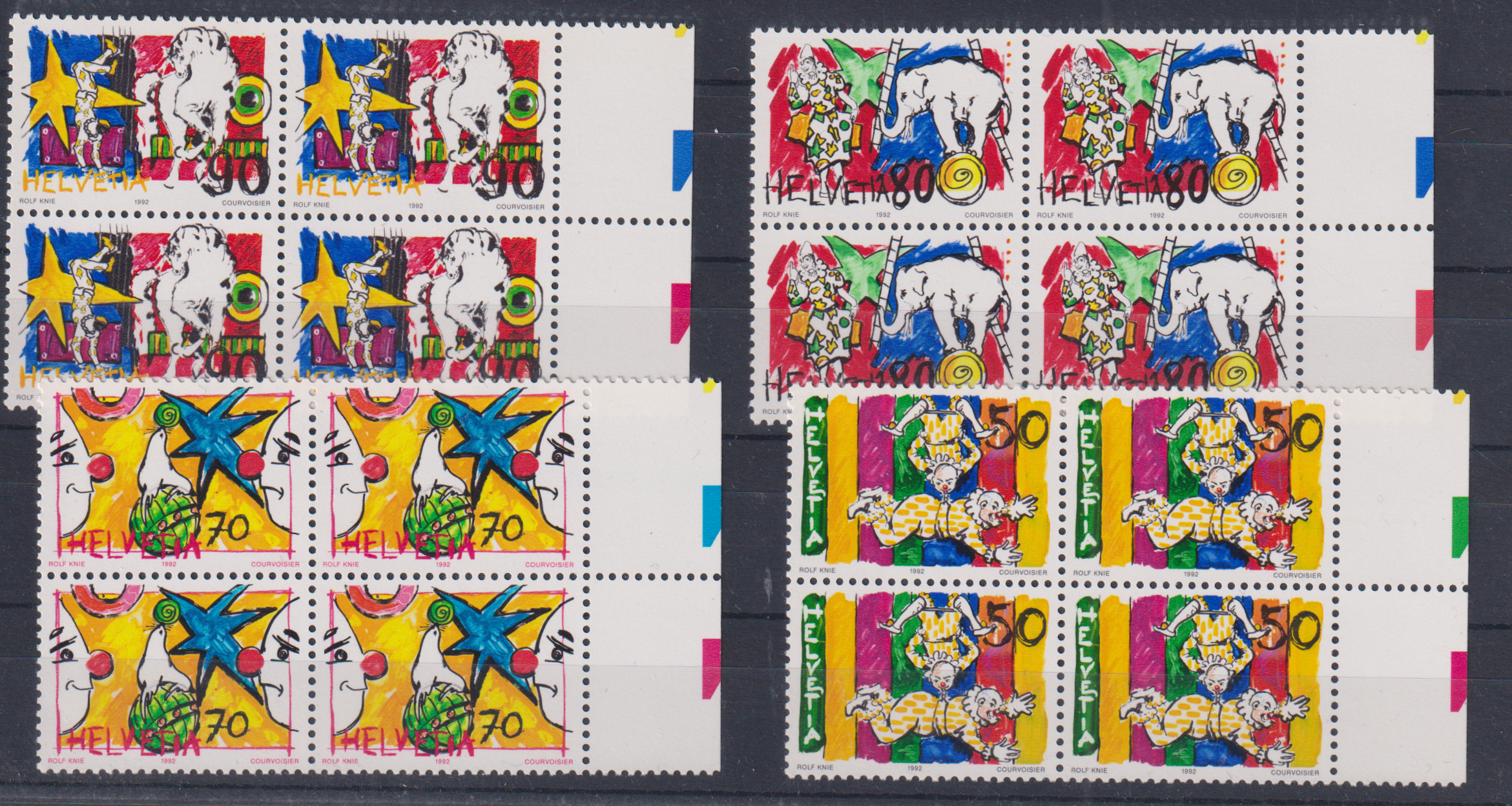 1992 Sonderpostmarken III Zirkuswelt 4er Block postfrisch