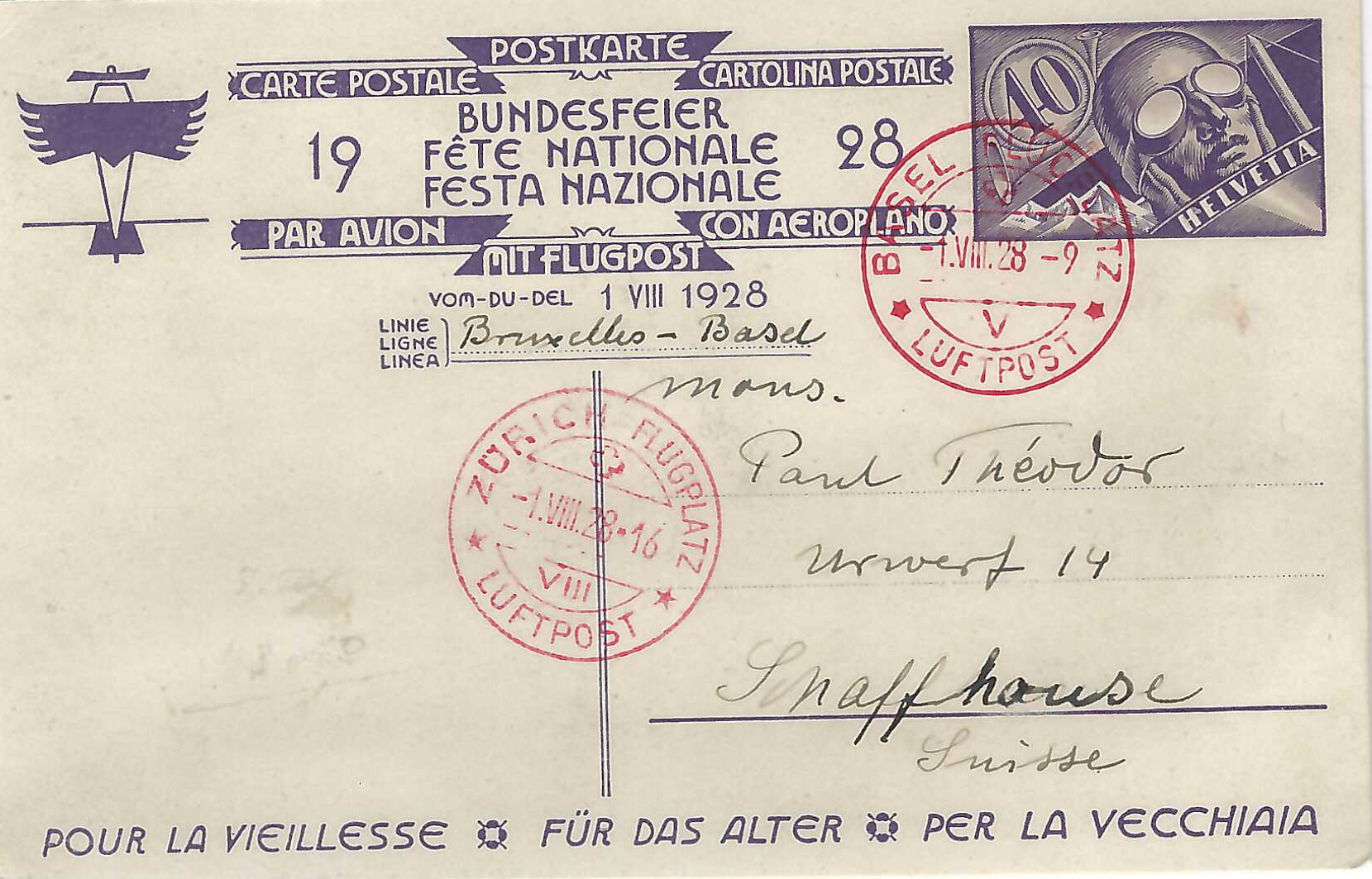 Basel - Flugtag  1.8.1928 - Zürich Flugplatz  Fiug 1d