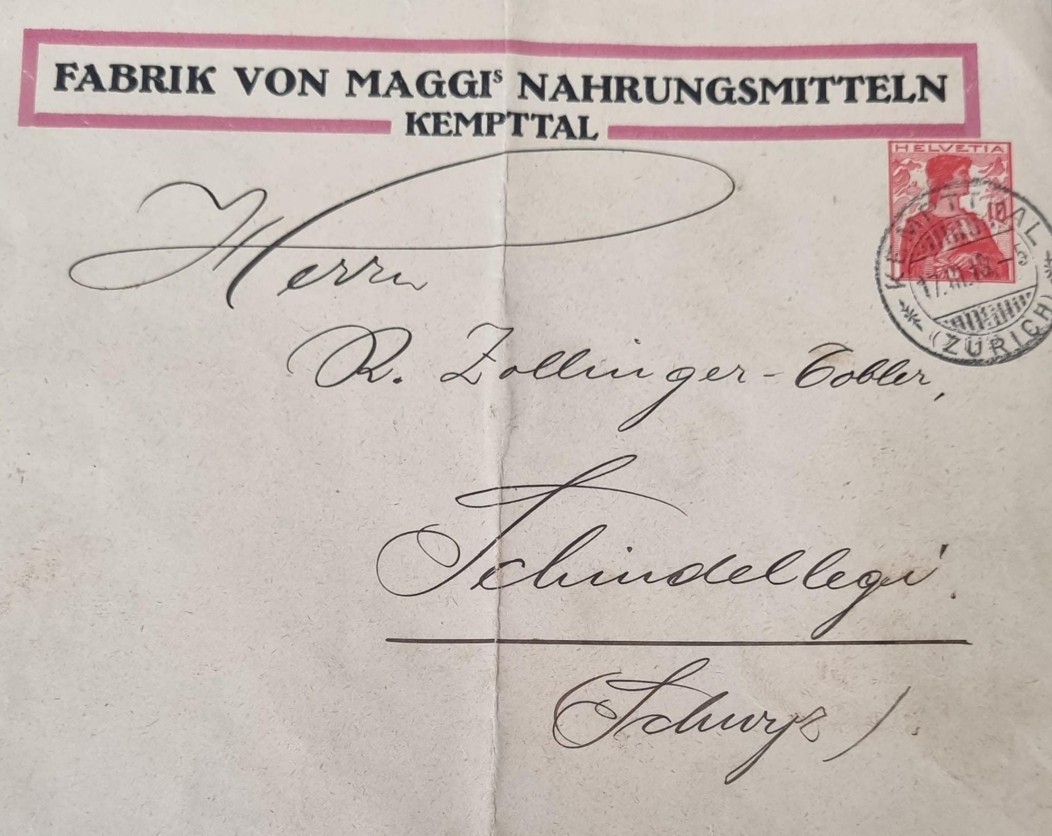 17.03.1919 Fabrik Maggi Kemptal - Schindellegi