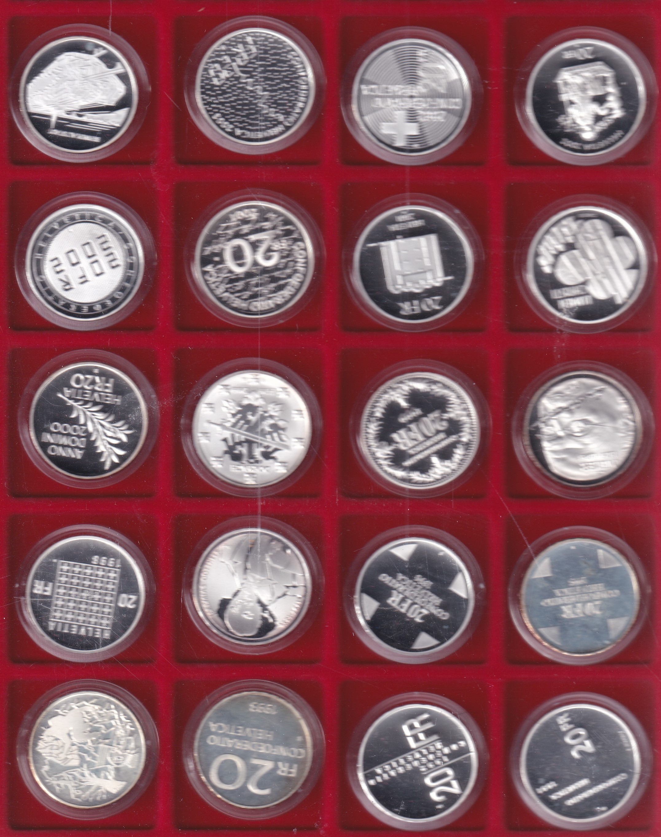 20 Stk 20 Fr. Sammlung Polierte Platten  1991 -2003