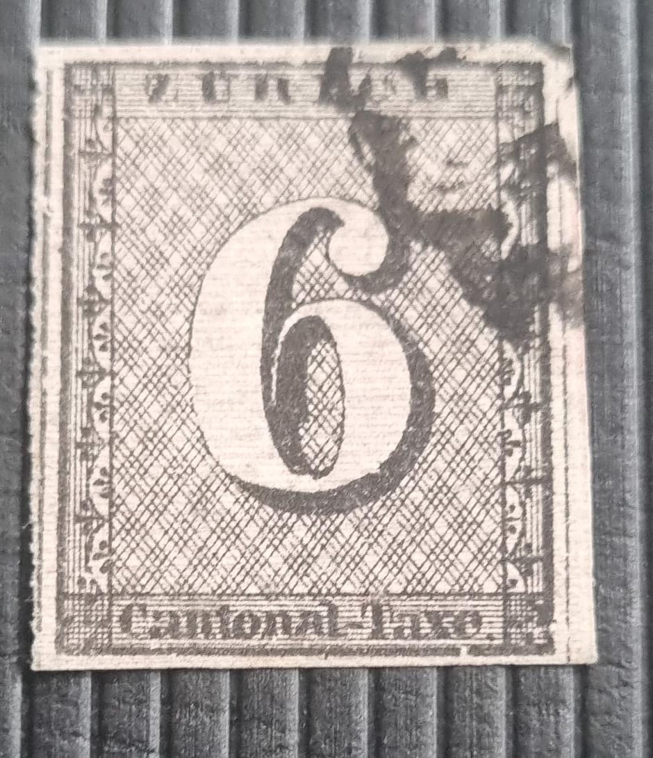 Zürich 6 Katalog Nr. 2w Schwarze Rostte