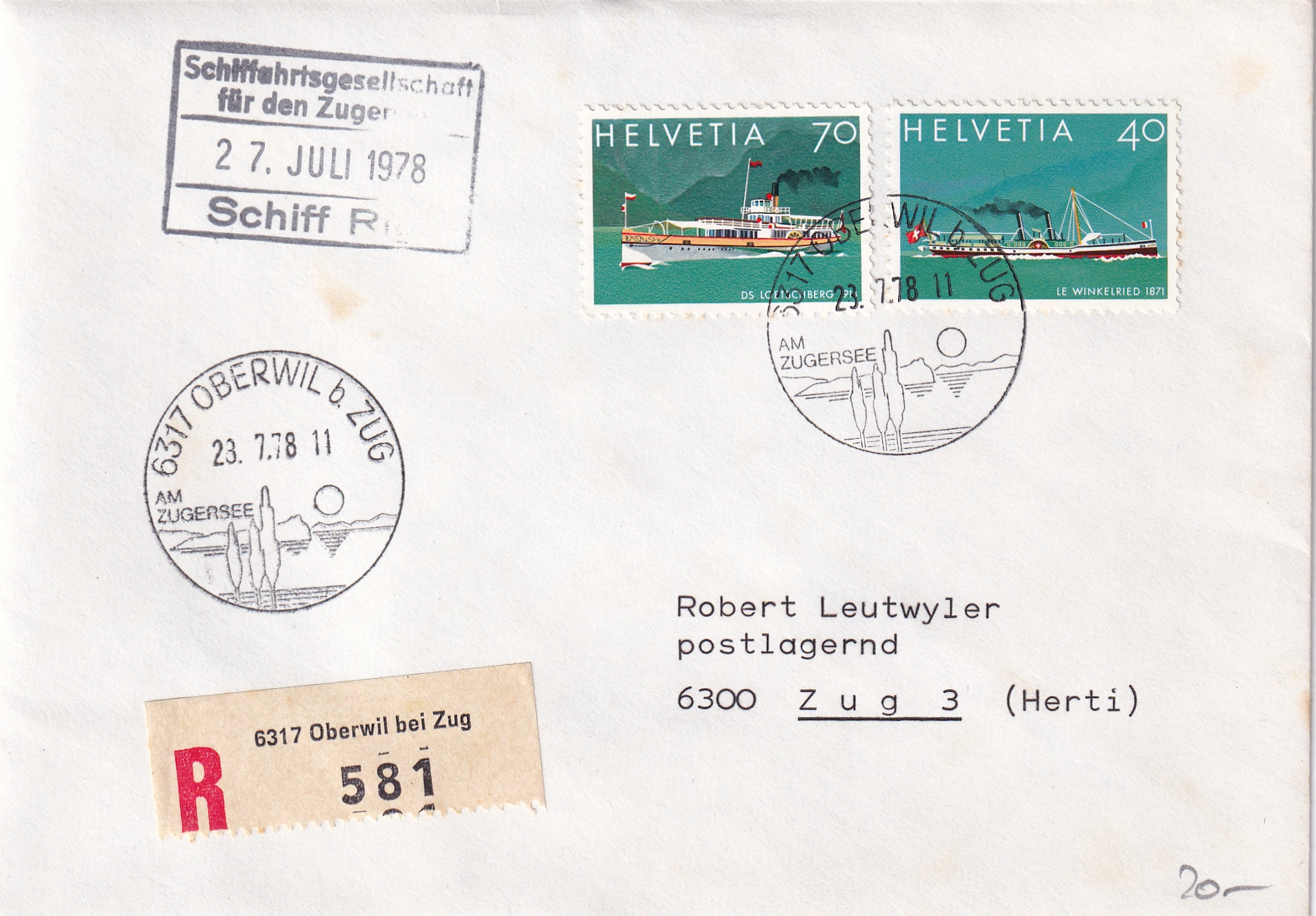 27.07.1978 Schifffahrtsgeselschaft Zugersee